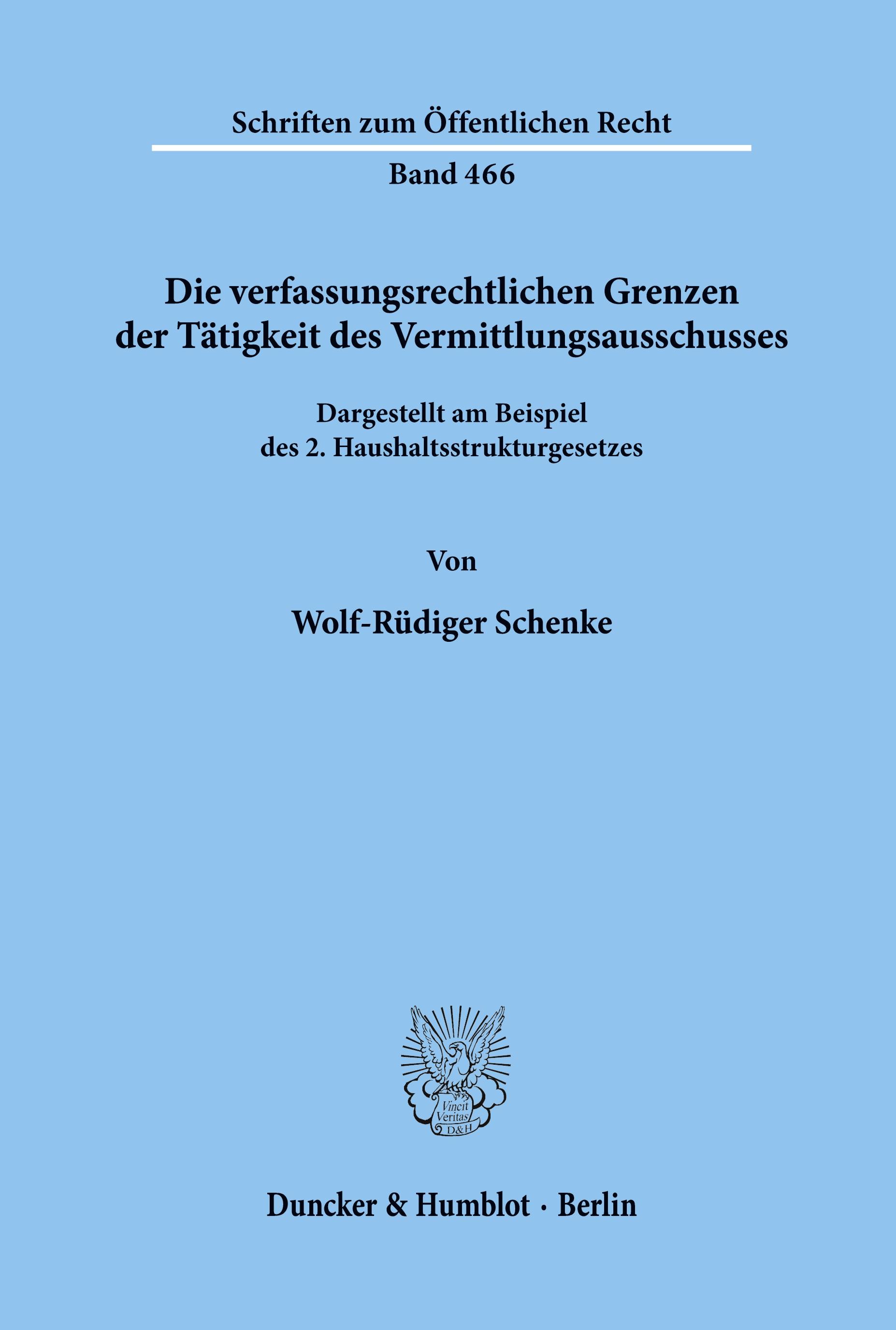 Die verfassungsrechtlichen Grenzen der Tätigkeit des Vermittlungsausschusses.