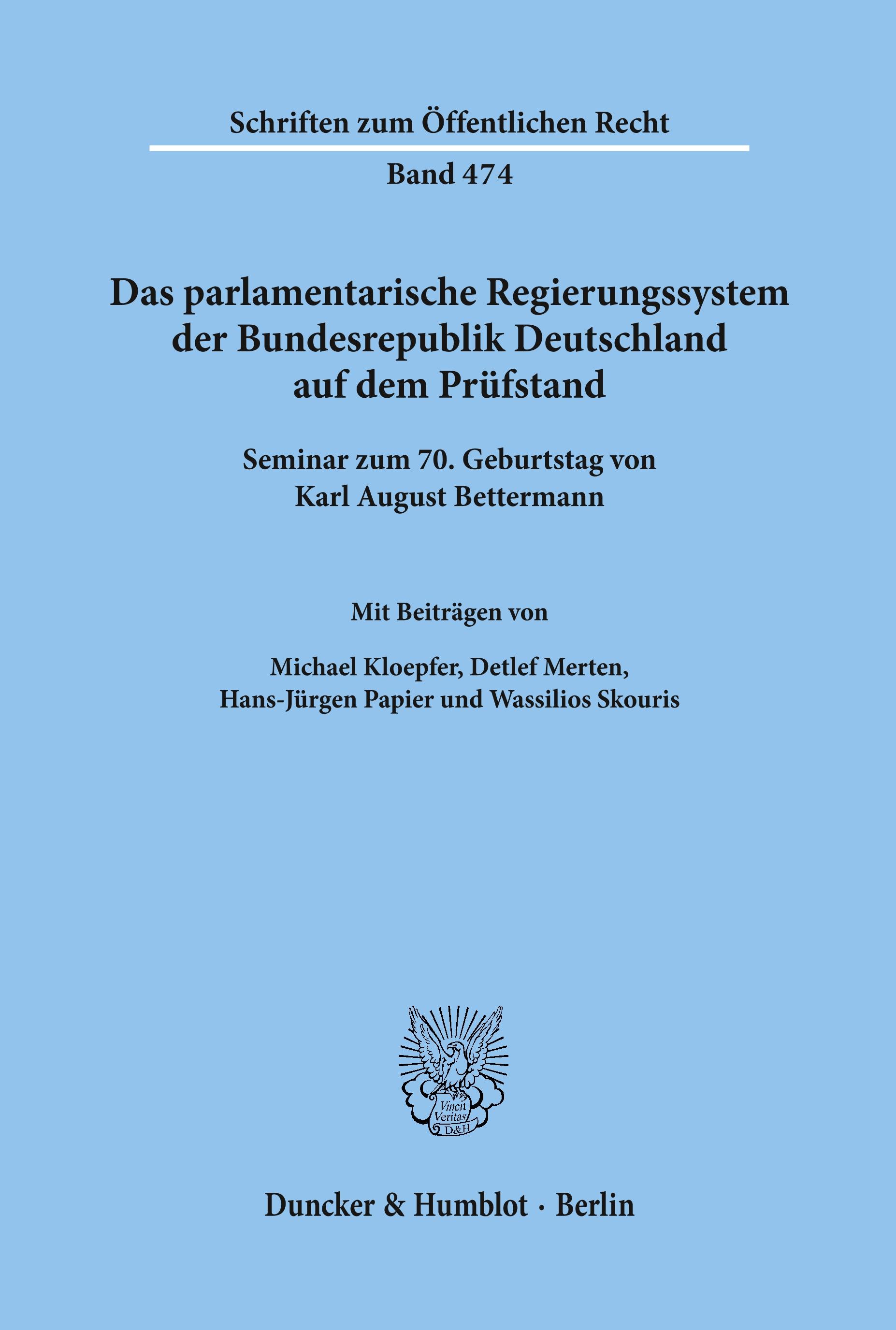 Das parlamentarische Regierungssystem der Bundesrepublik Deutschland auf dem Prüfstand.