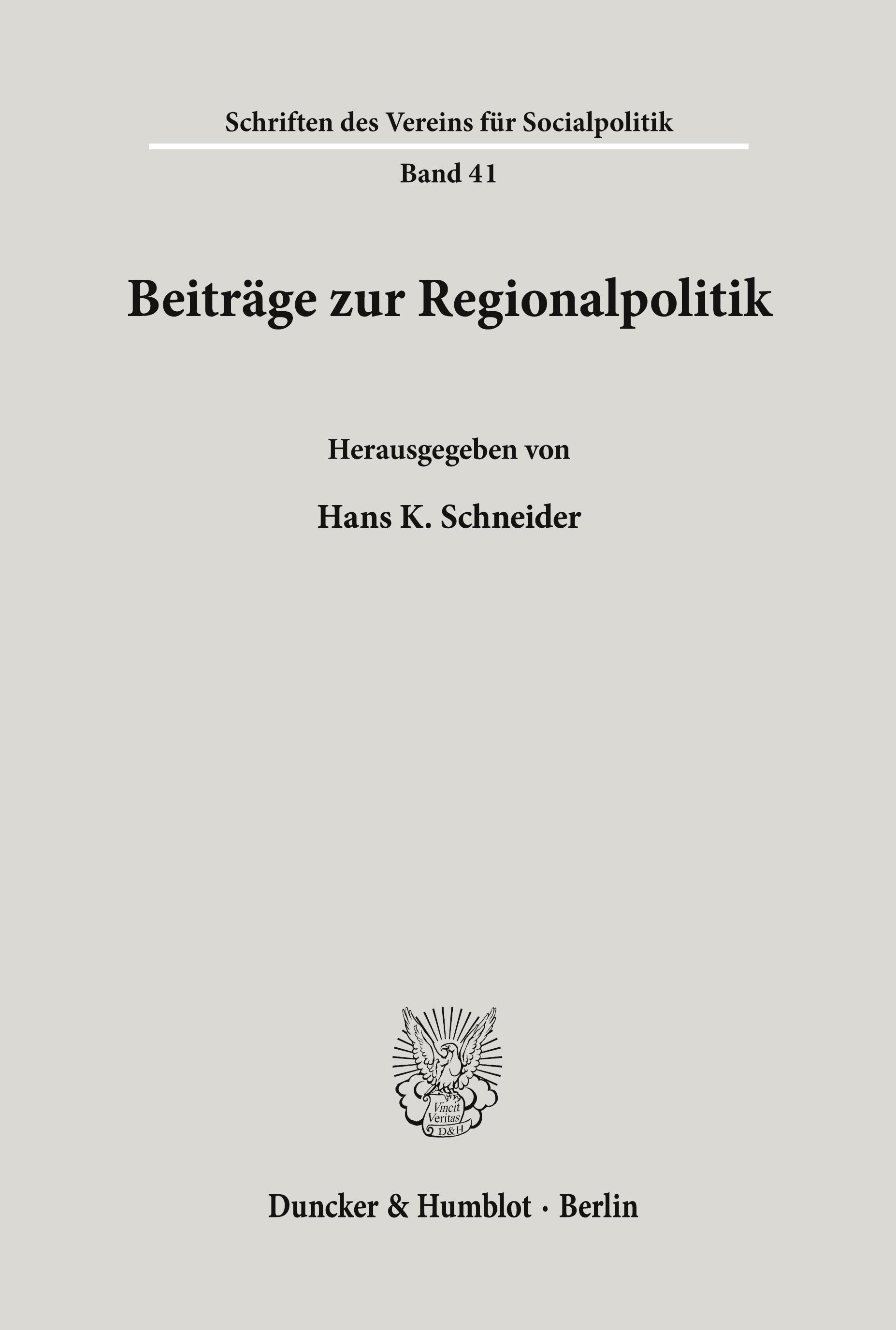 Beiträge zur Regionalpolitik.