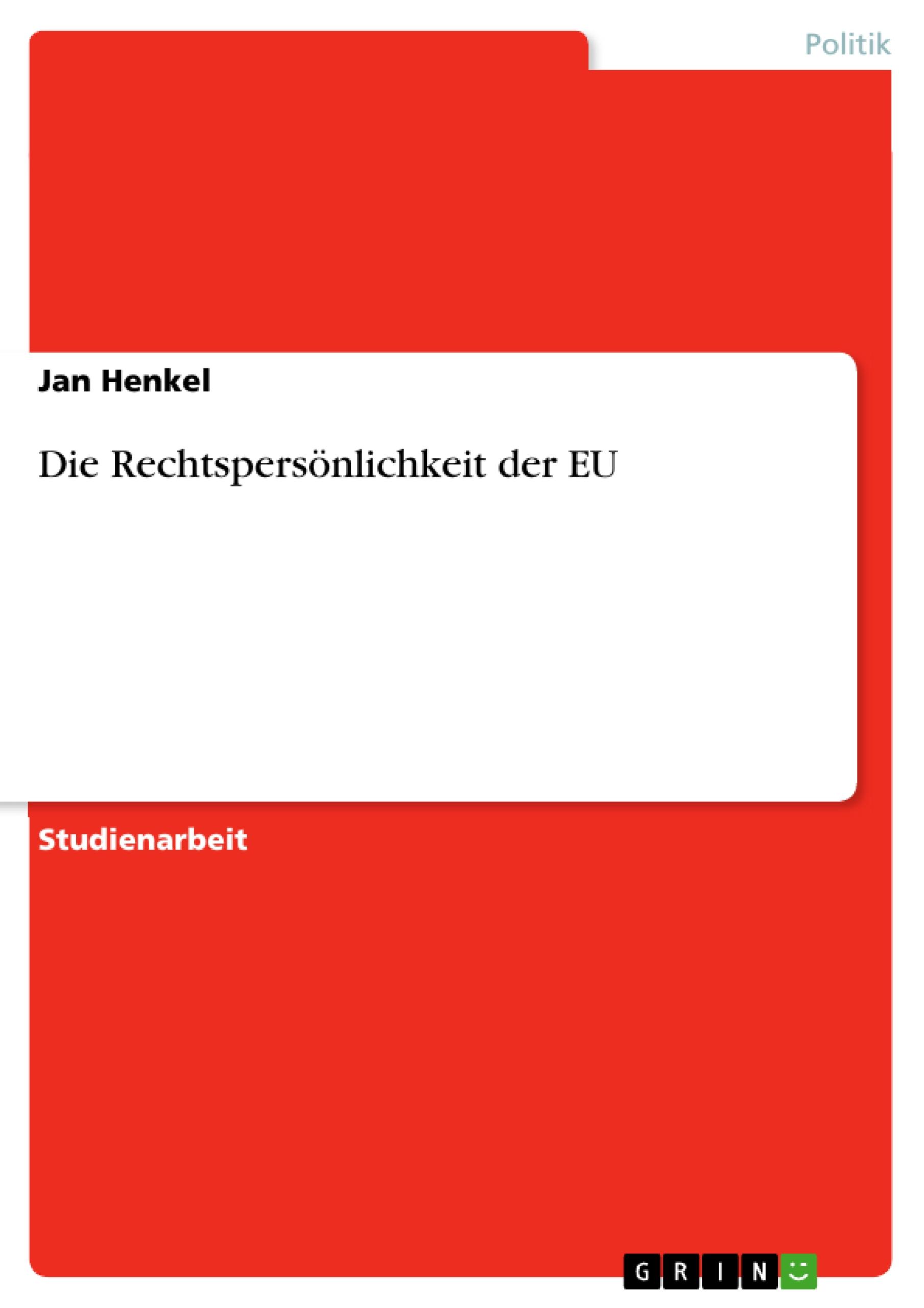 Die Rechtspersönlichkeit der EU