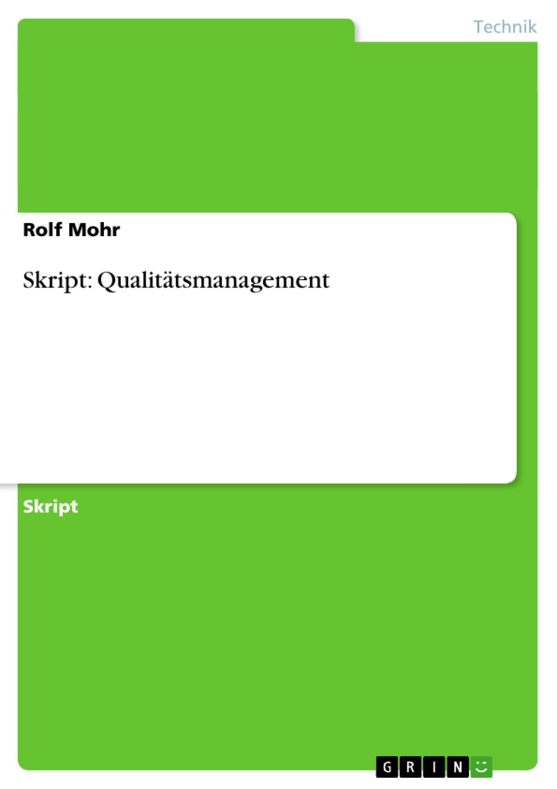 Skript: Qualitätsmanagement