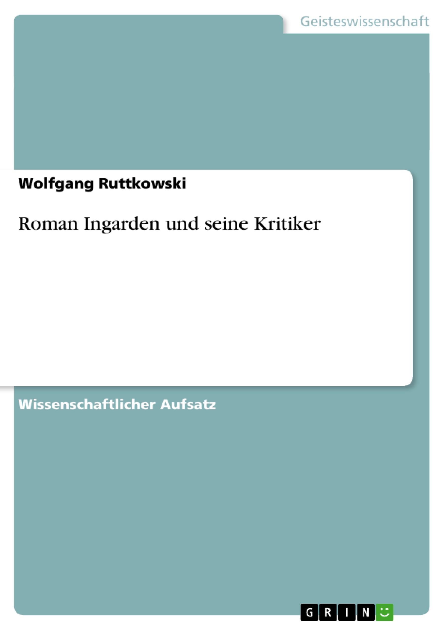 Roman Ingarden und seine Kritiker