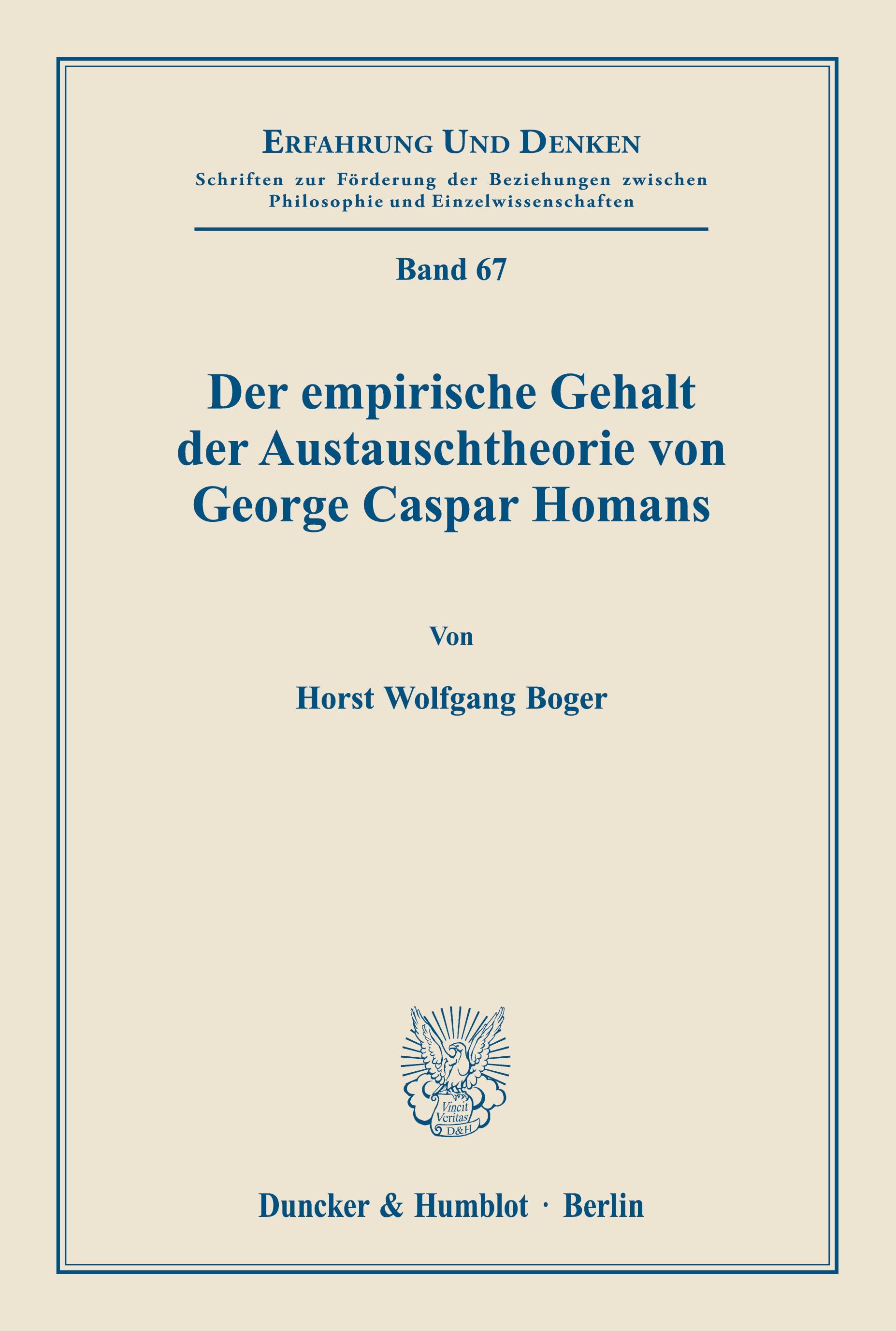 Der empirische Gehalt der Austauschtheorie von George Caspar Homans.