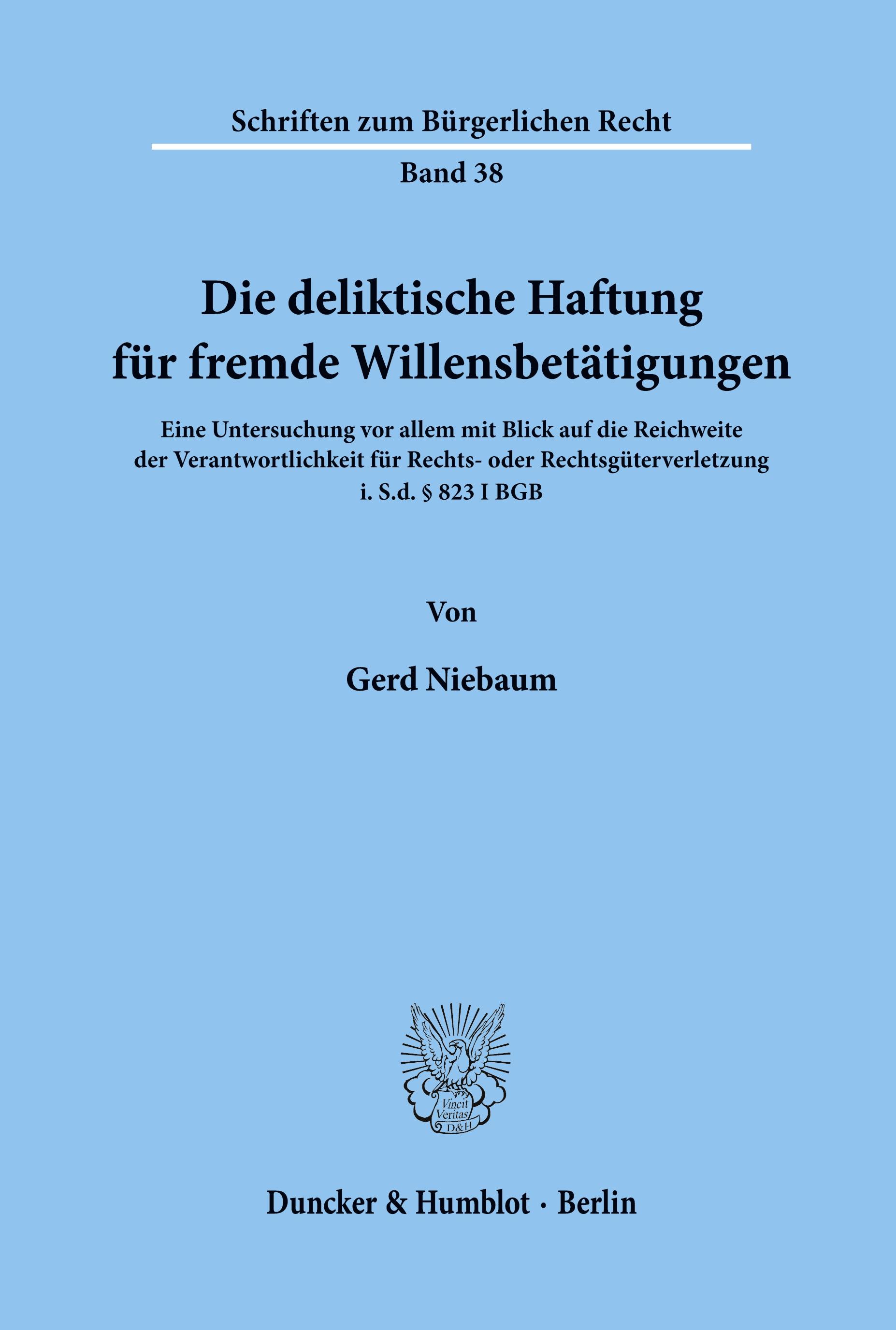 Die deliktische Haftung für fremde Willensbetätigungen.