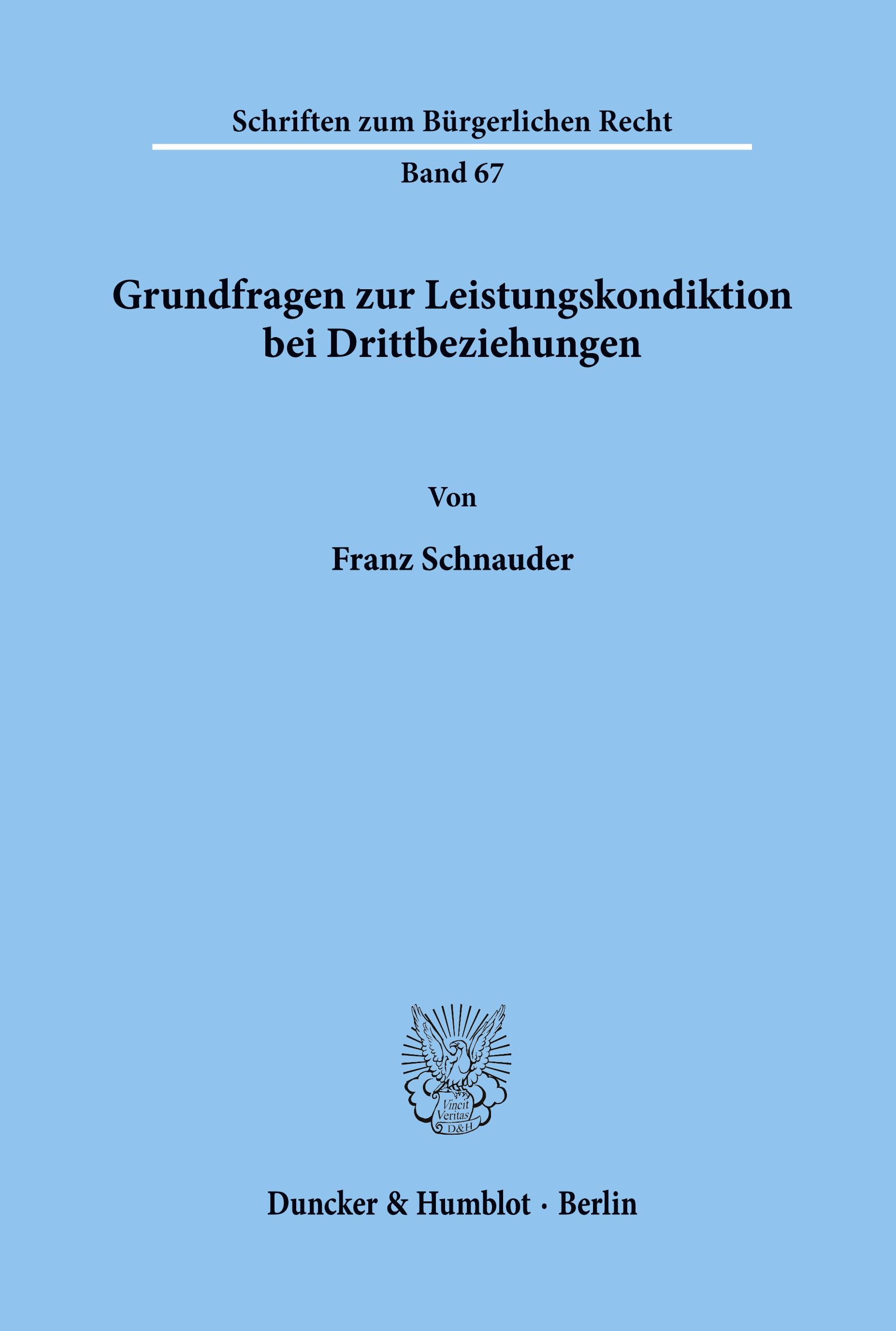 Grundfragen zur Leistungskondiktion bei Drittbeziehungen.