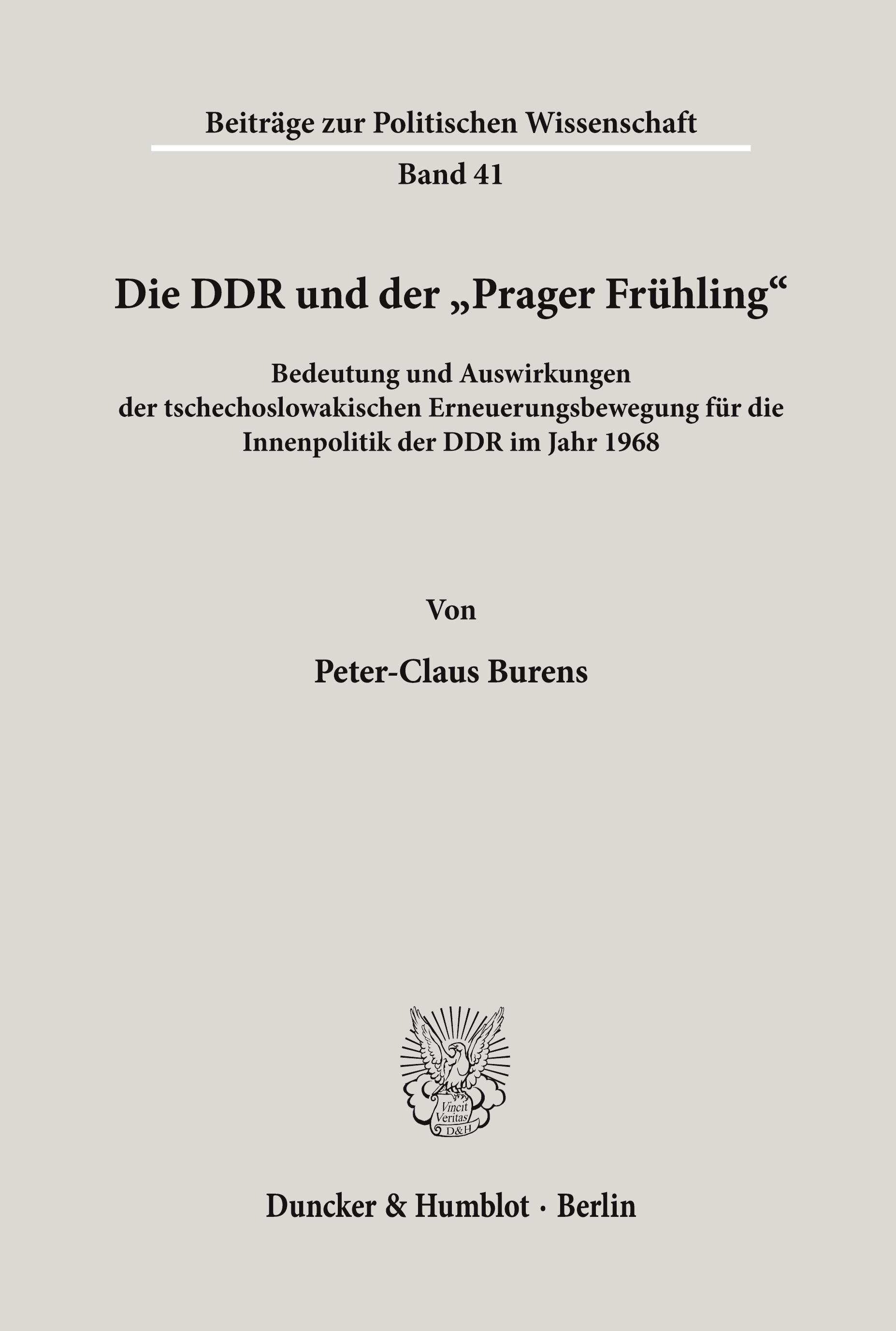 Die DDR und der "Prager Frühling«.