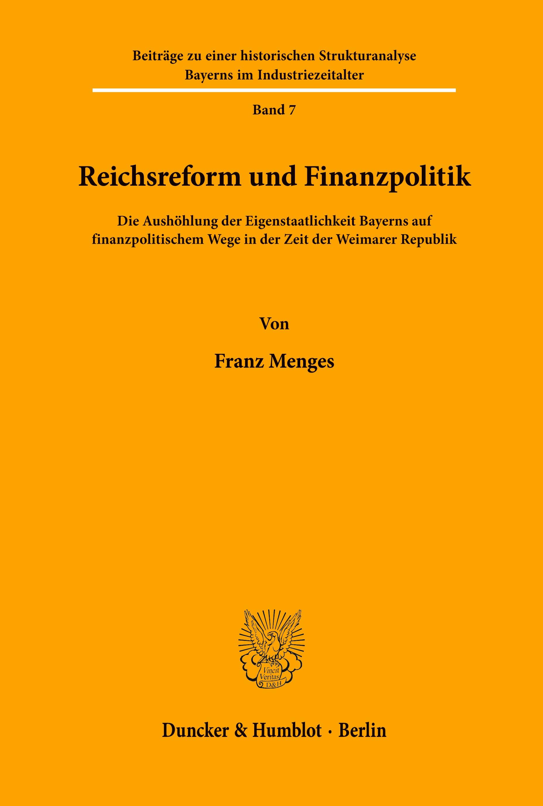 Reichsreform und Finanzpolitik.