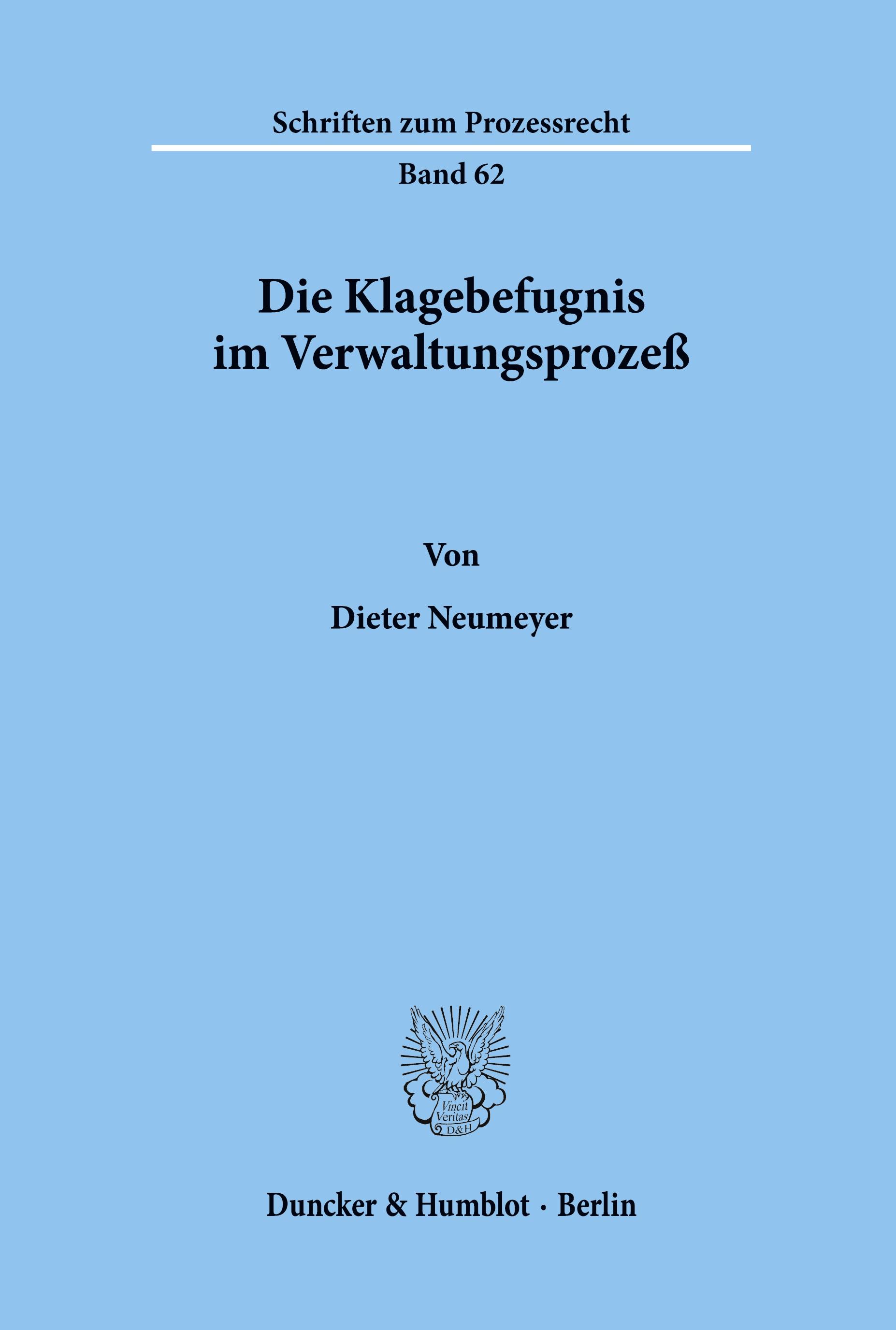 Die Klagebefugnis im Verwaltungsprozeß.