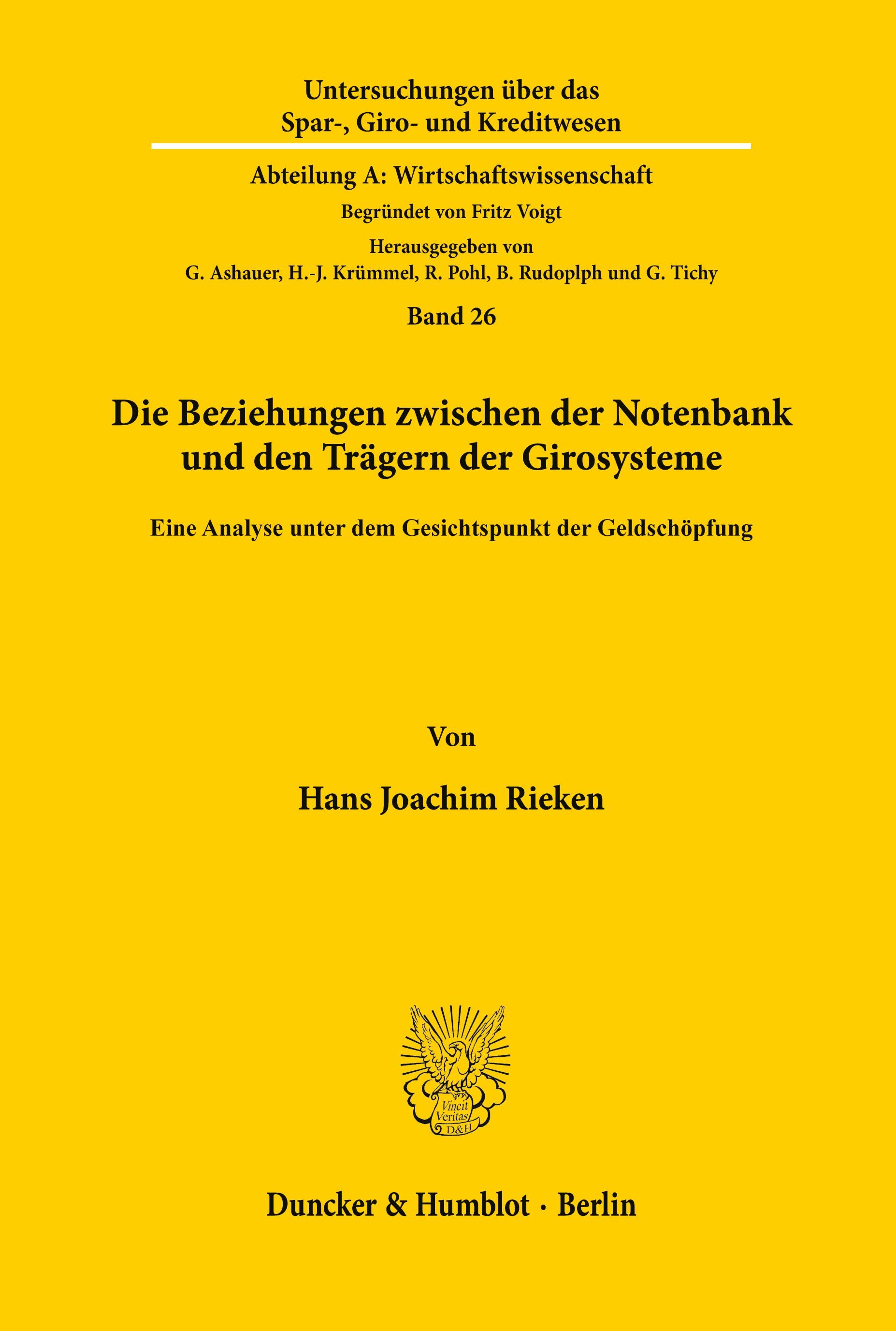 Die Beziehungen zwischen der Notenbank und den Trägern der Girosysteme.