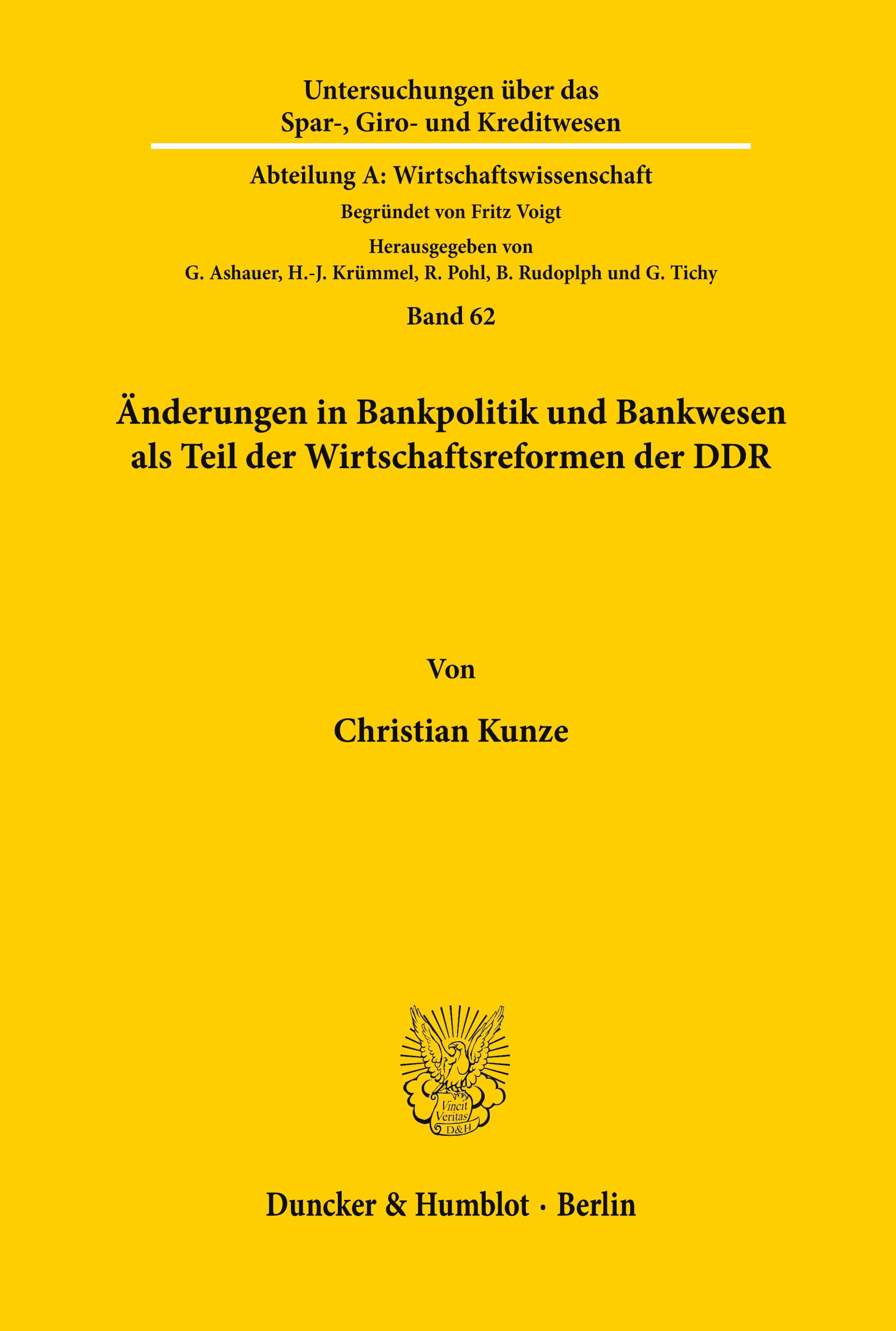 Änderungen in Bankpolitik und Bankwesen als Teil der Wirtschaftsreformen der DDR.