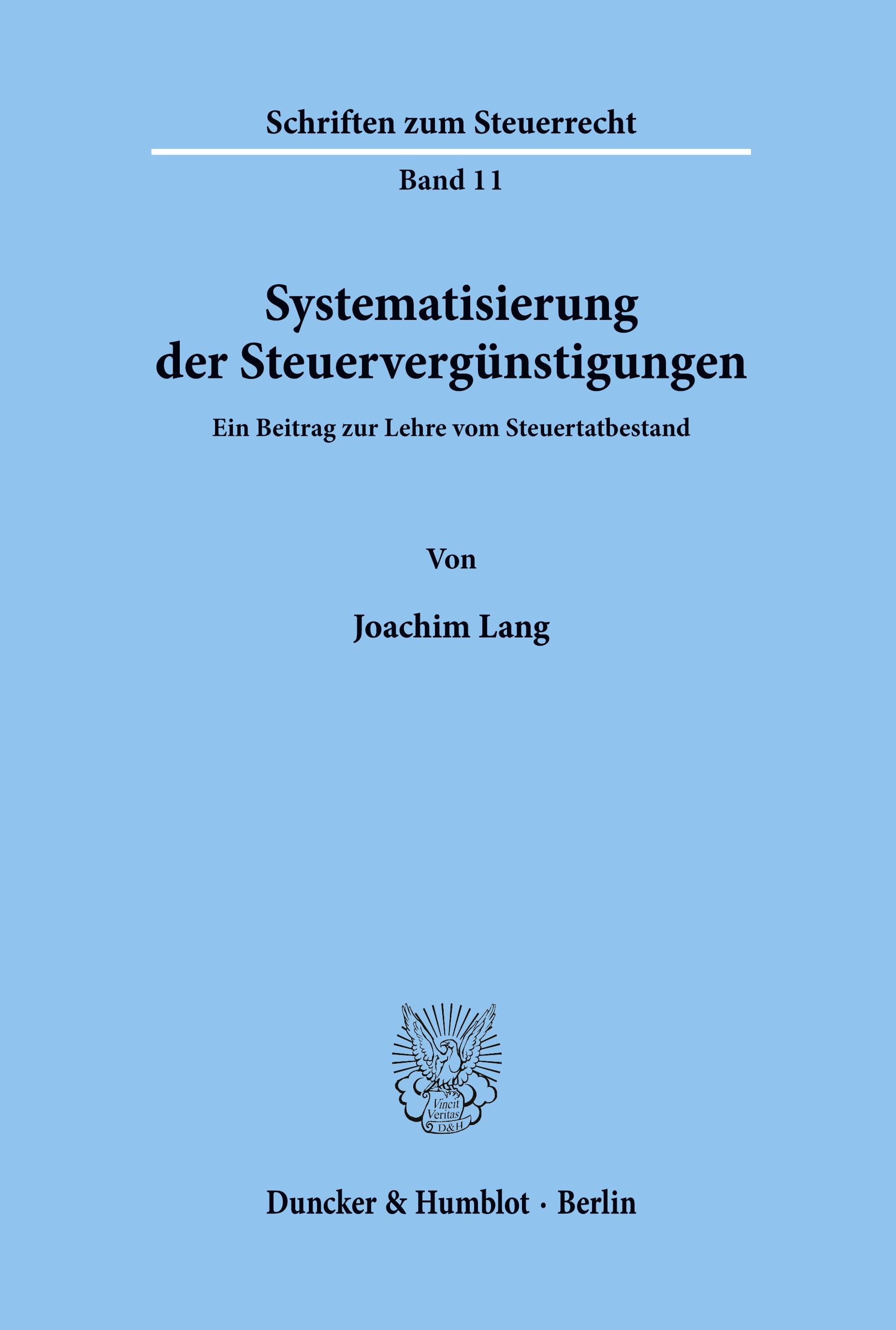 Systematisierung der Steuervergünstigungen.