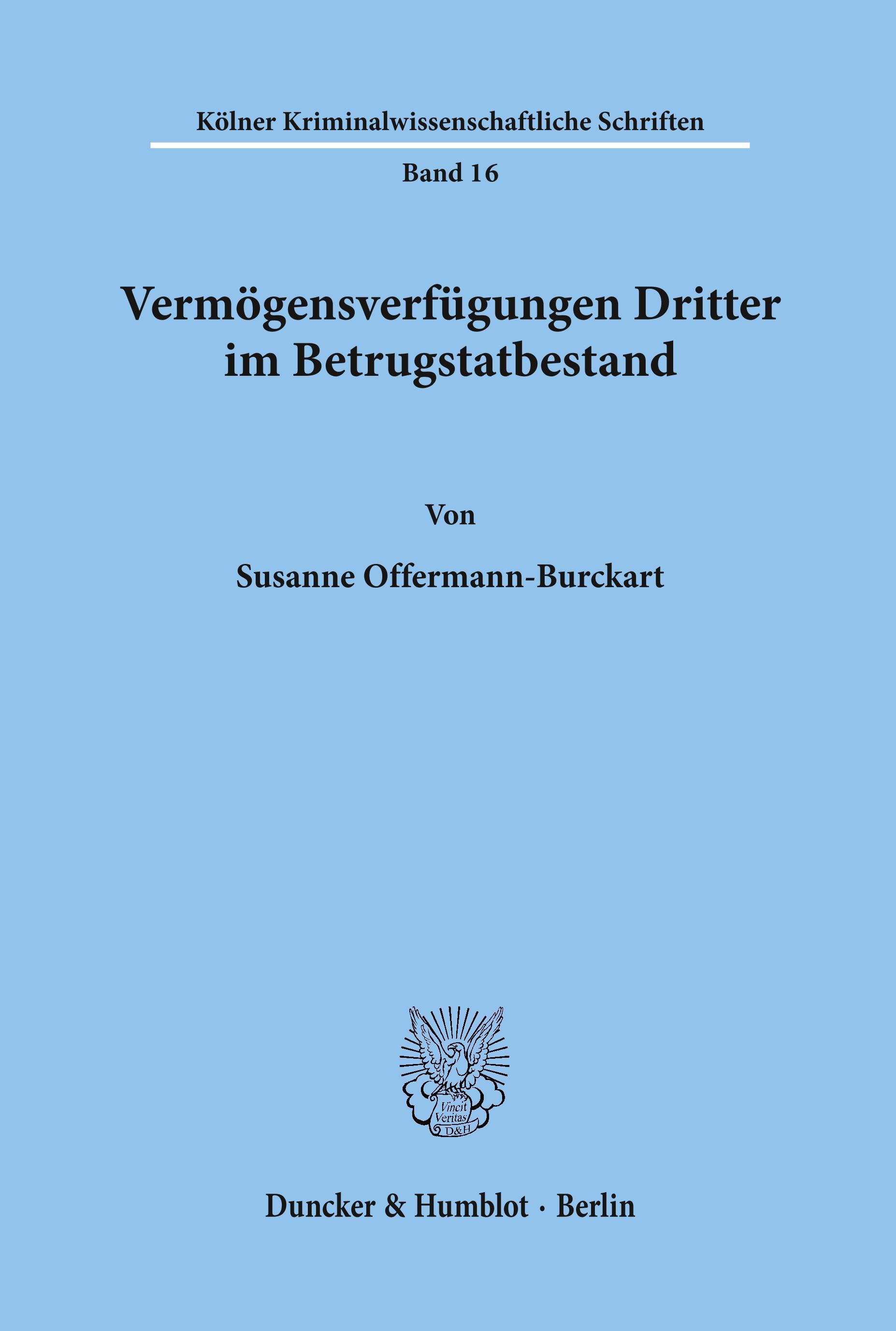 Vermögensverfügungen Dritter im Betrugstatbestand.