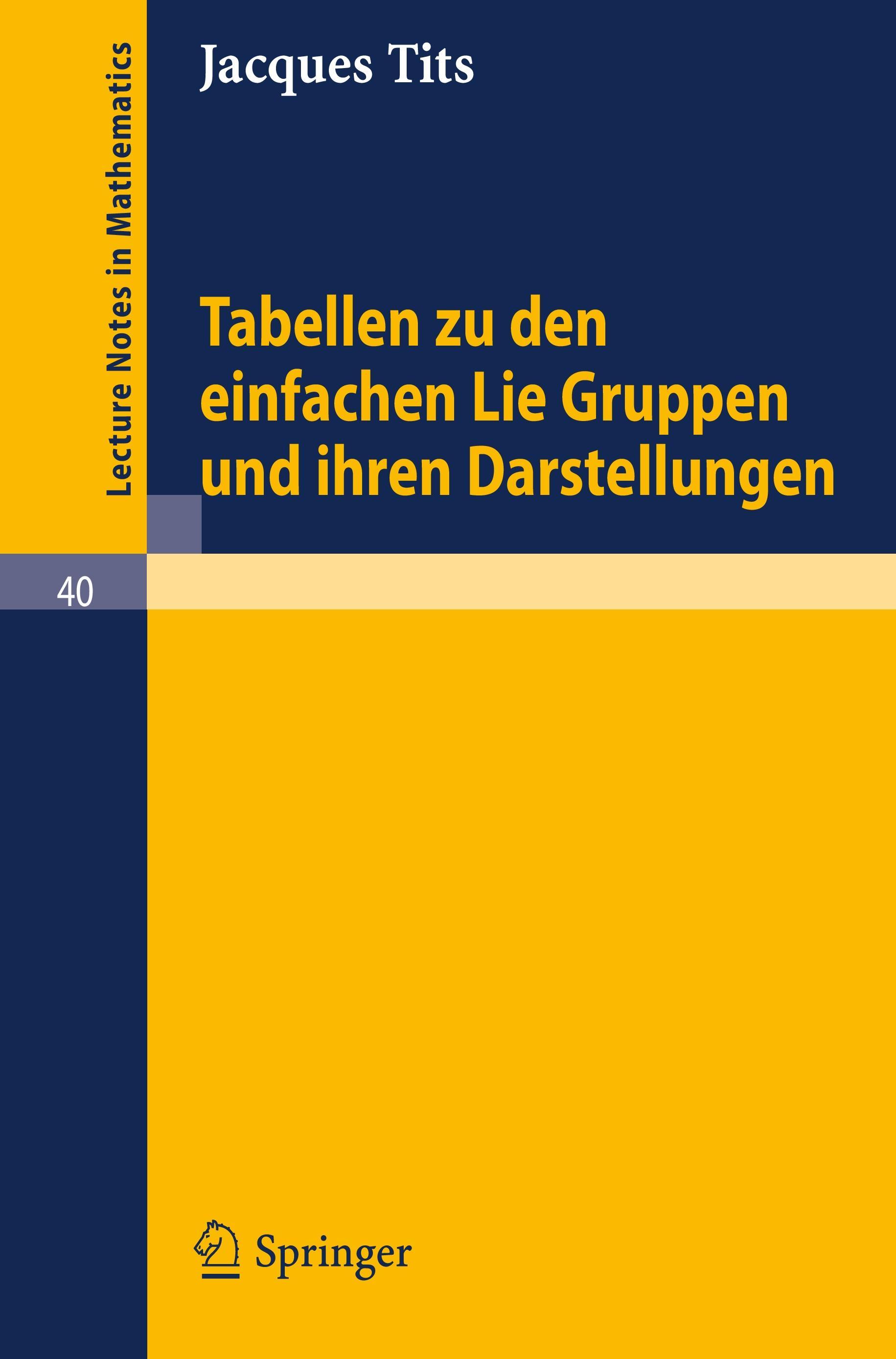 Tabellen zu den einfachen Lie Gruppen und ihren Darstellungen