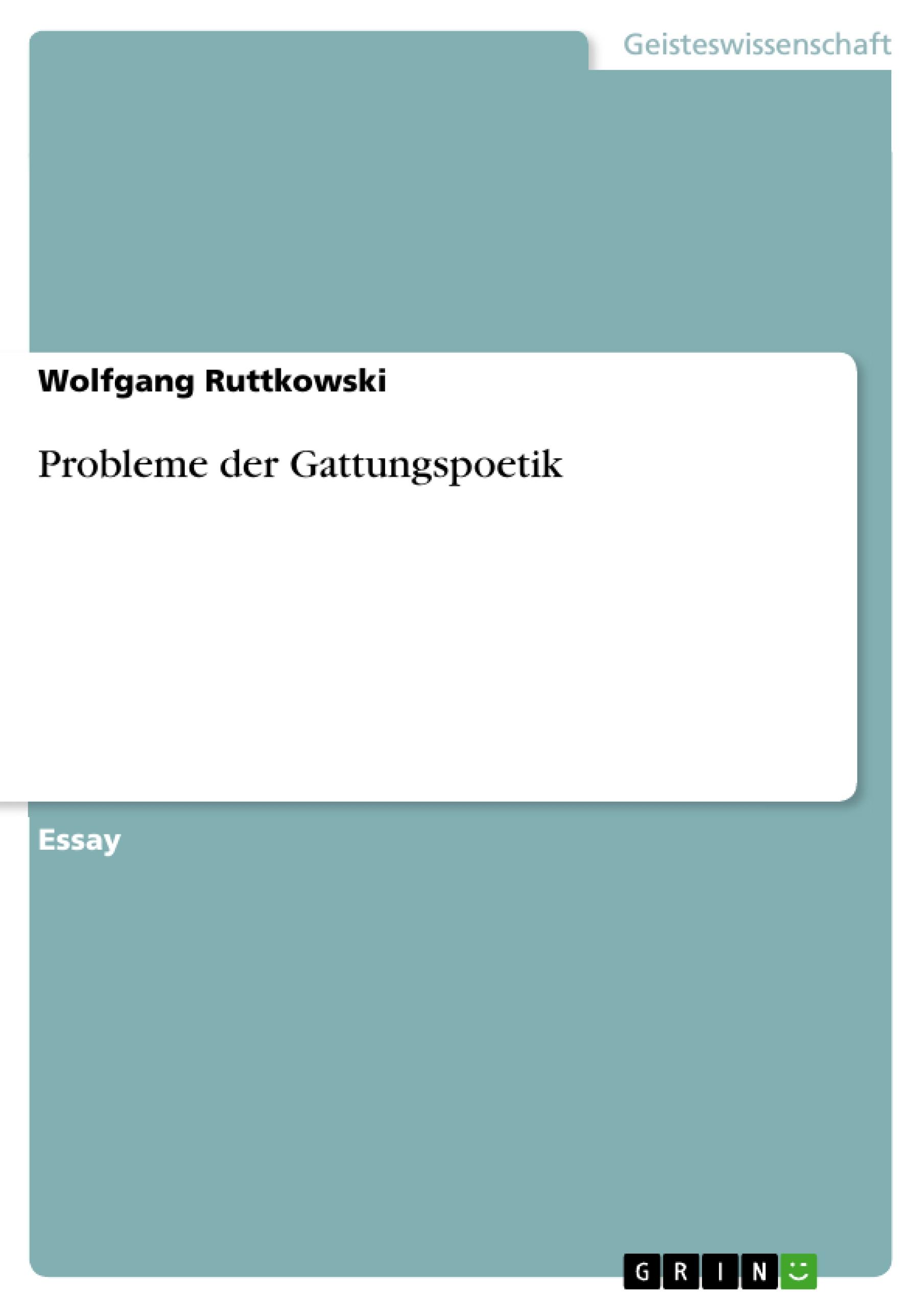 Probleme der Gattungspoetik