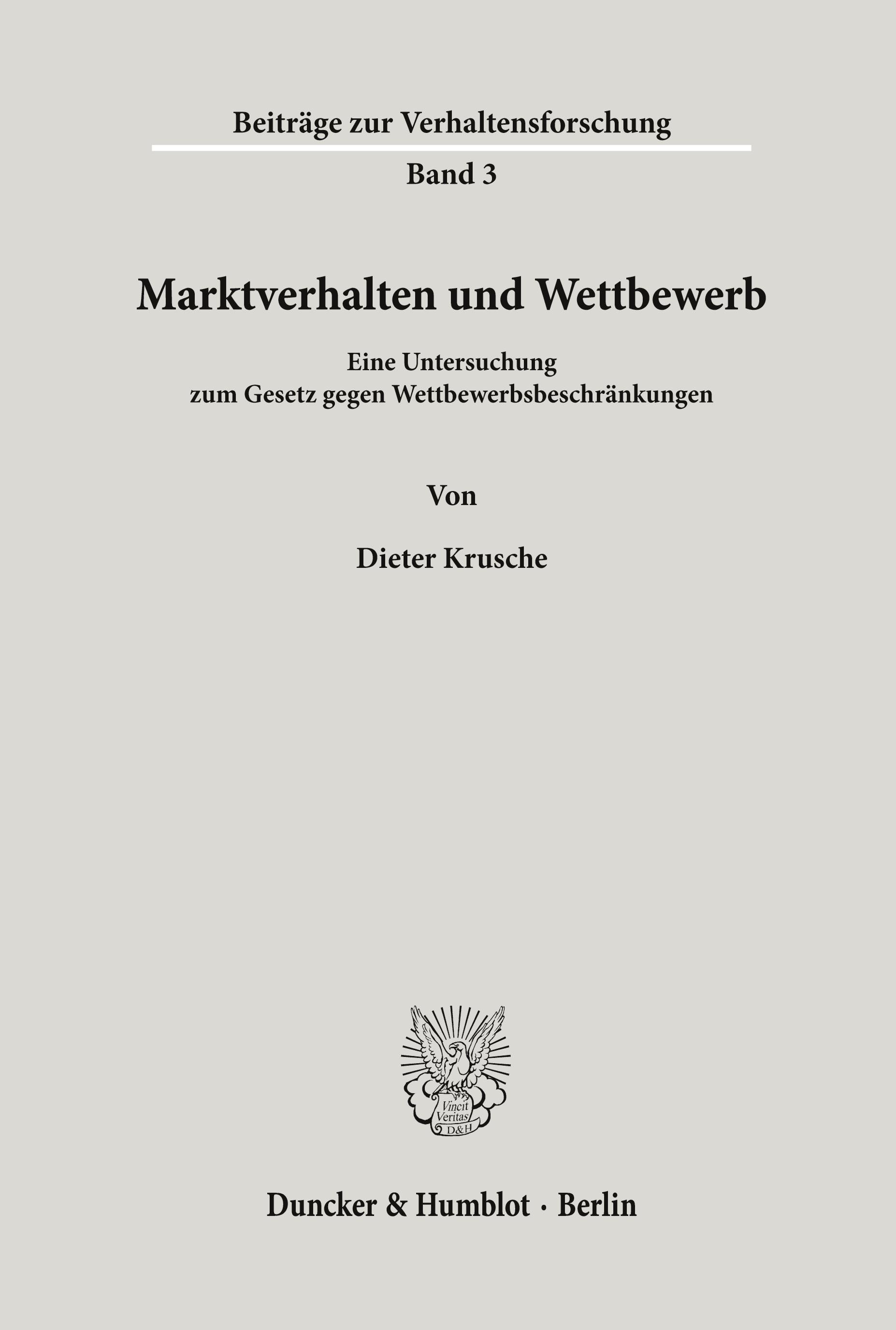 Marktverhalten und Wettbewerb.