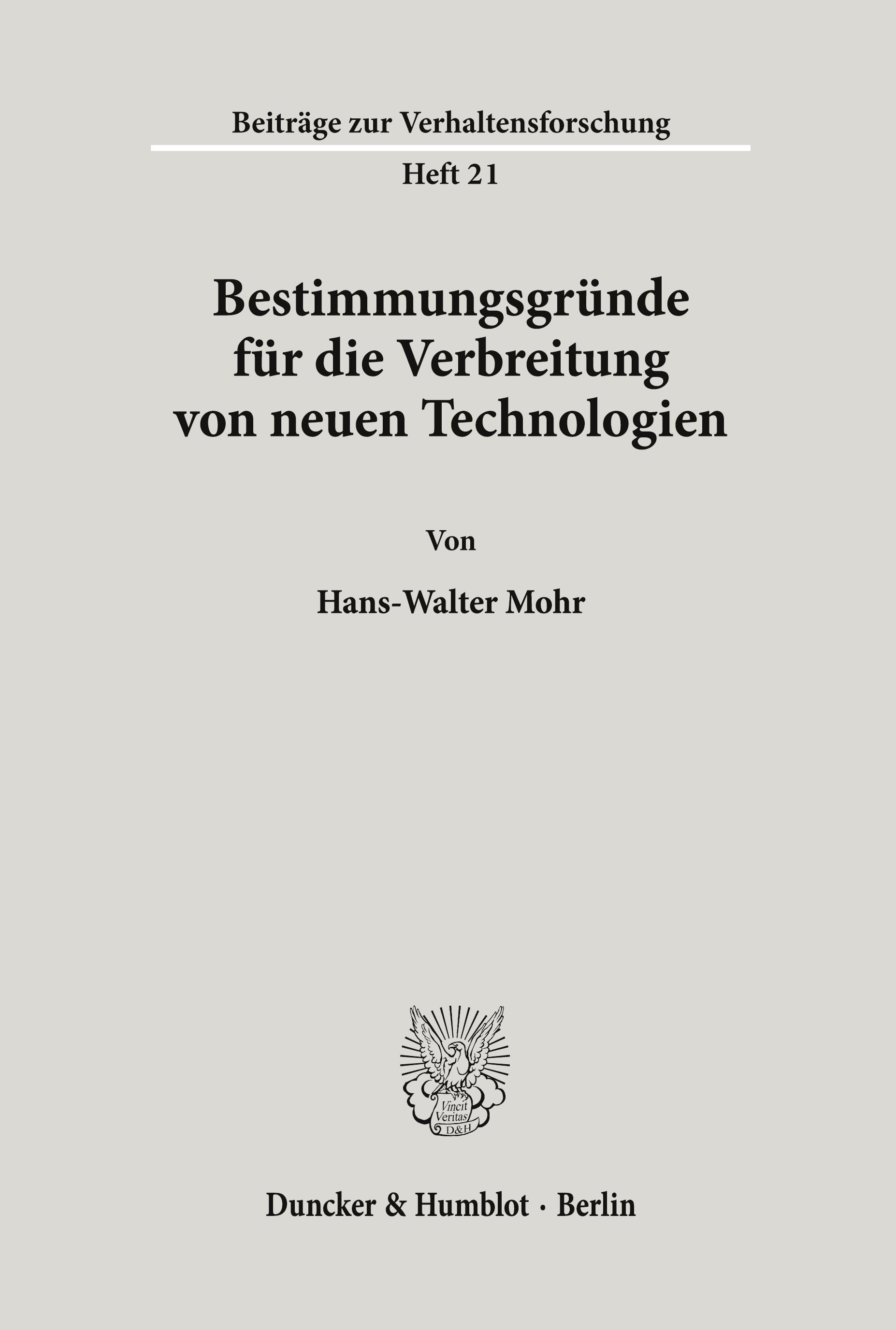 Bestimmungsgründe für die Verbreitung von neuen Technologien.