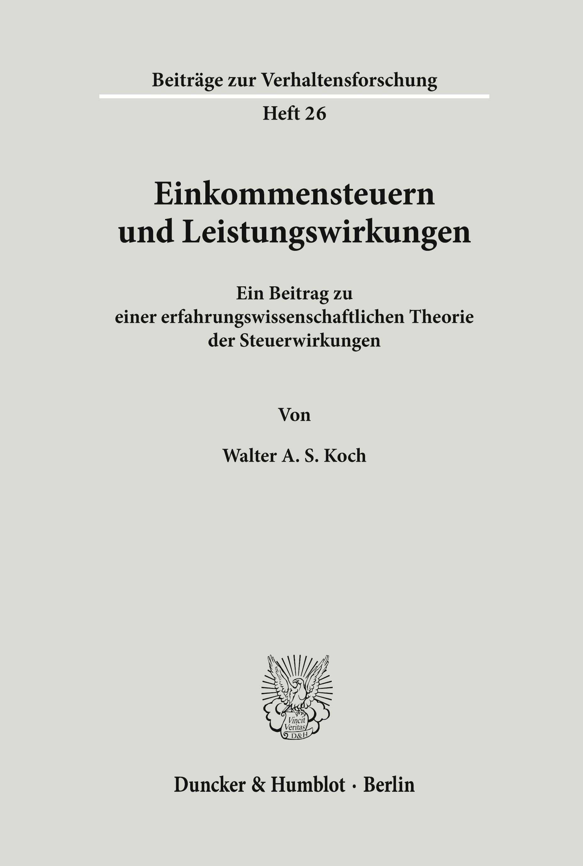 Einkommensteuern und Leistungswirkungen.