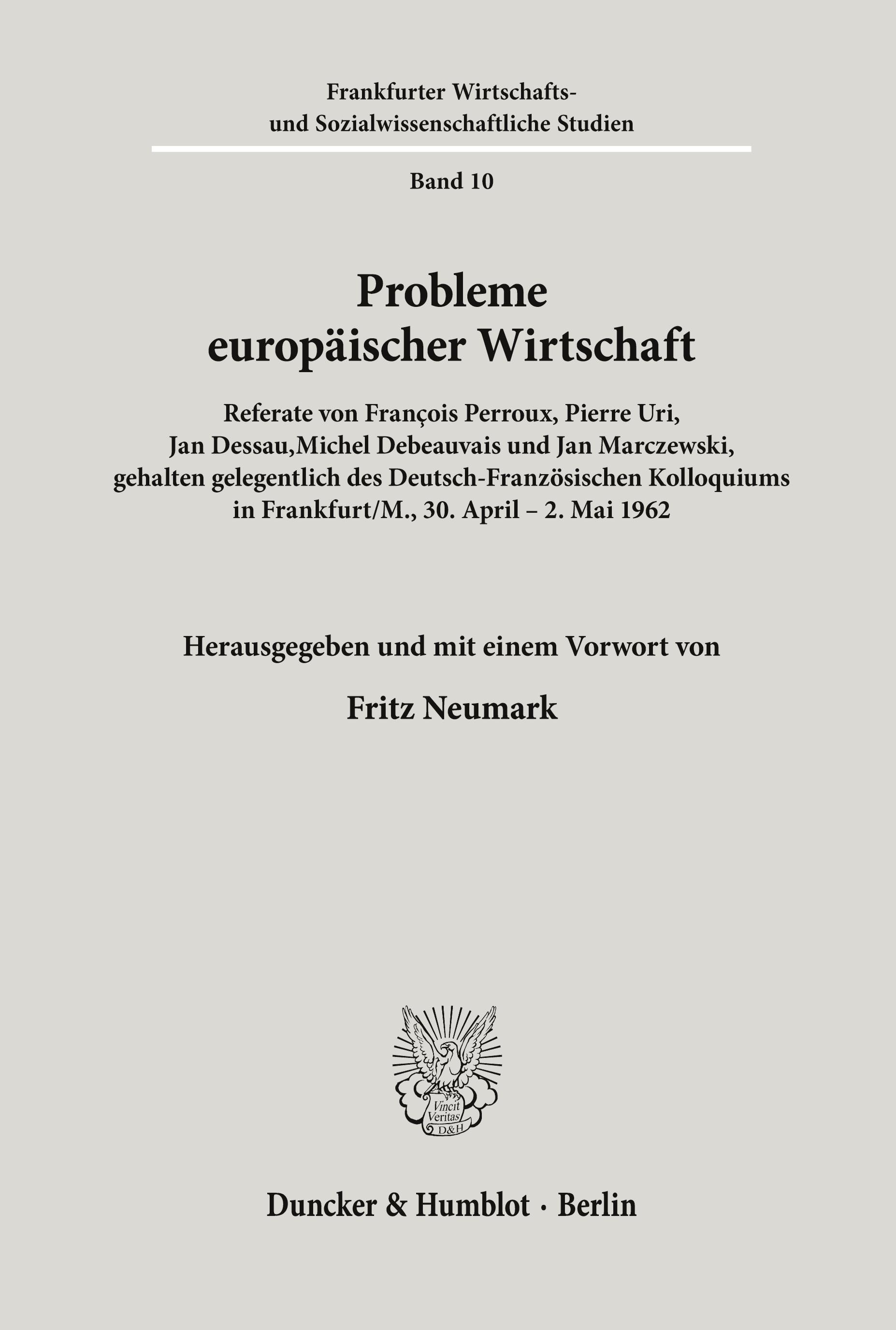 Probleme europäischer Wirtschaft.