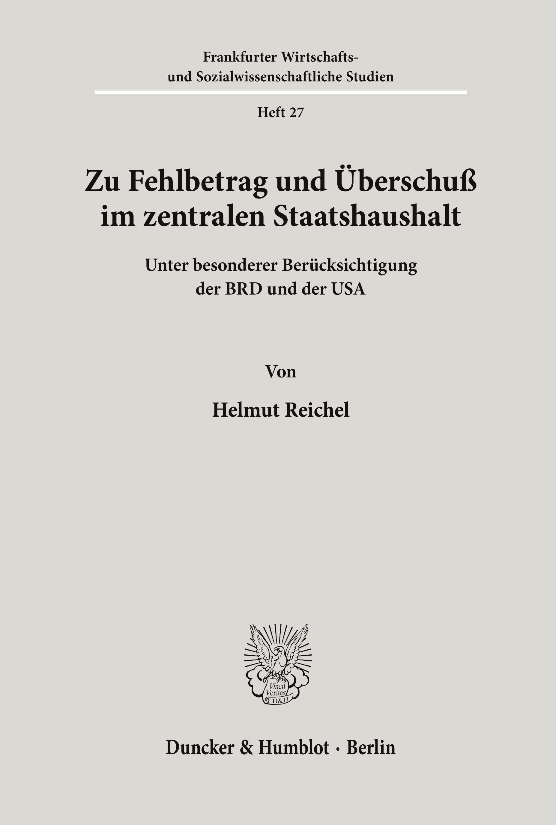 Zu Fehlbetrag und Überschuß im zentralen Staatshaushalt