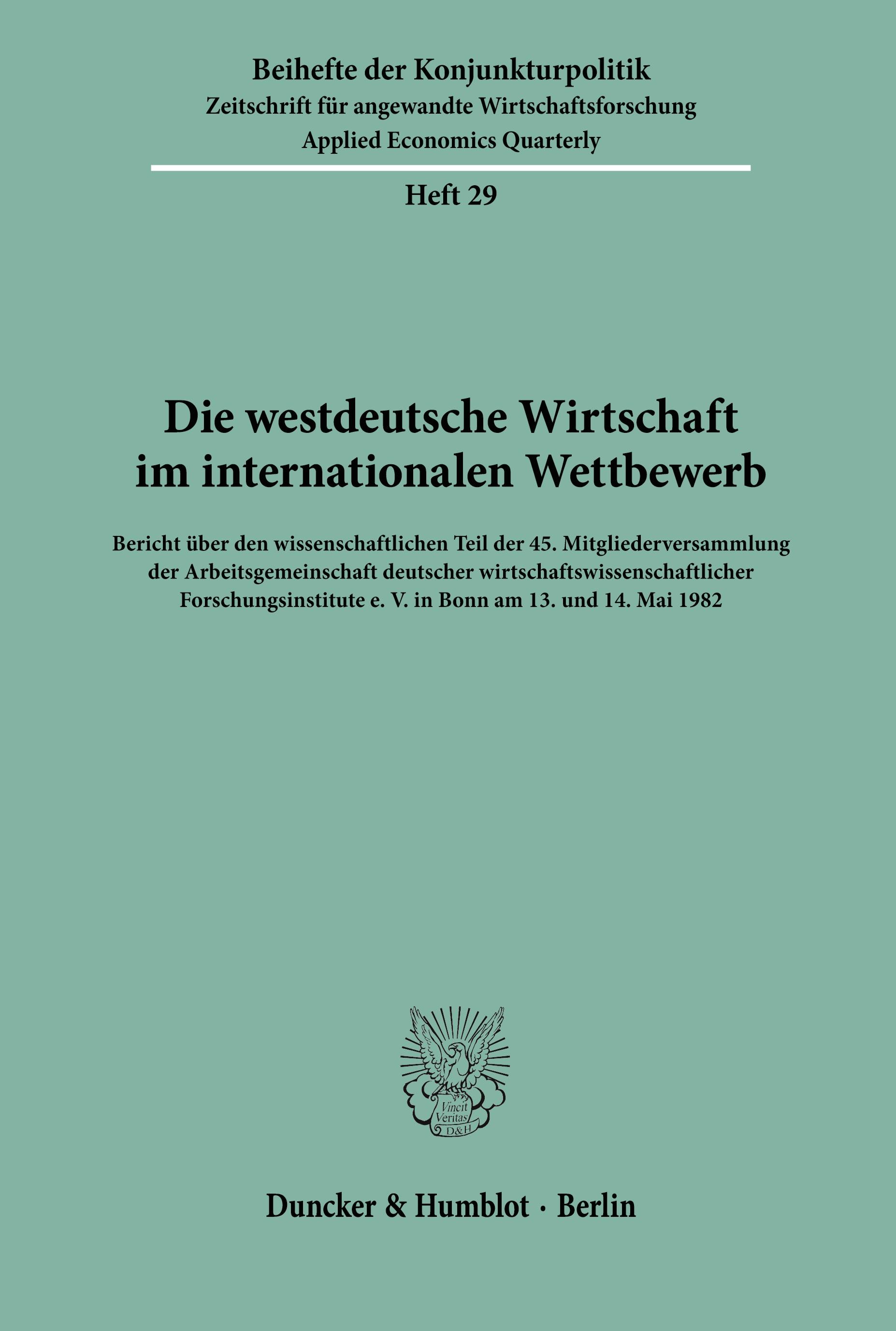 Die westdeutsche Wirtschaft im internationalen Wettbewerb.