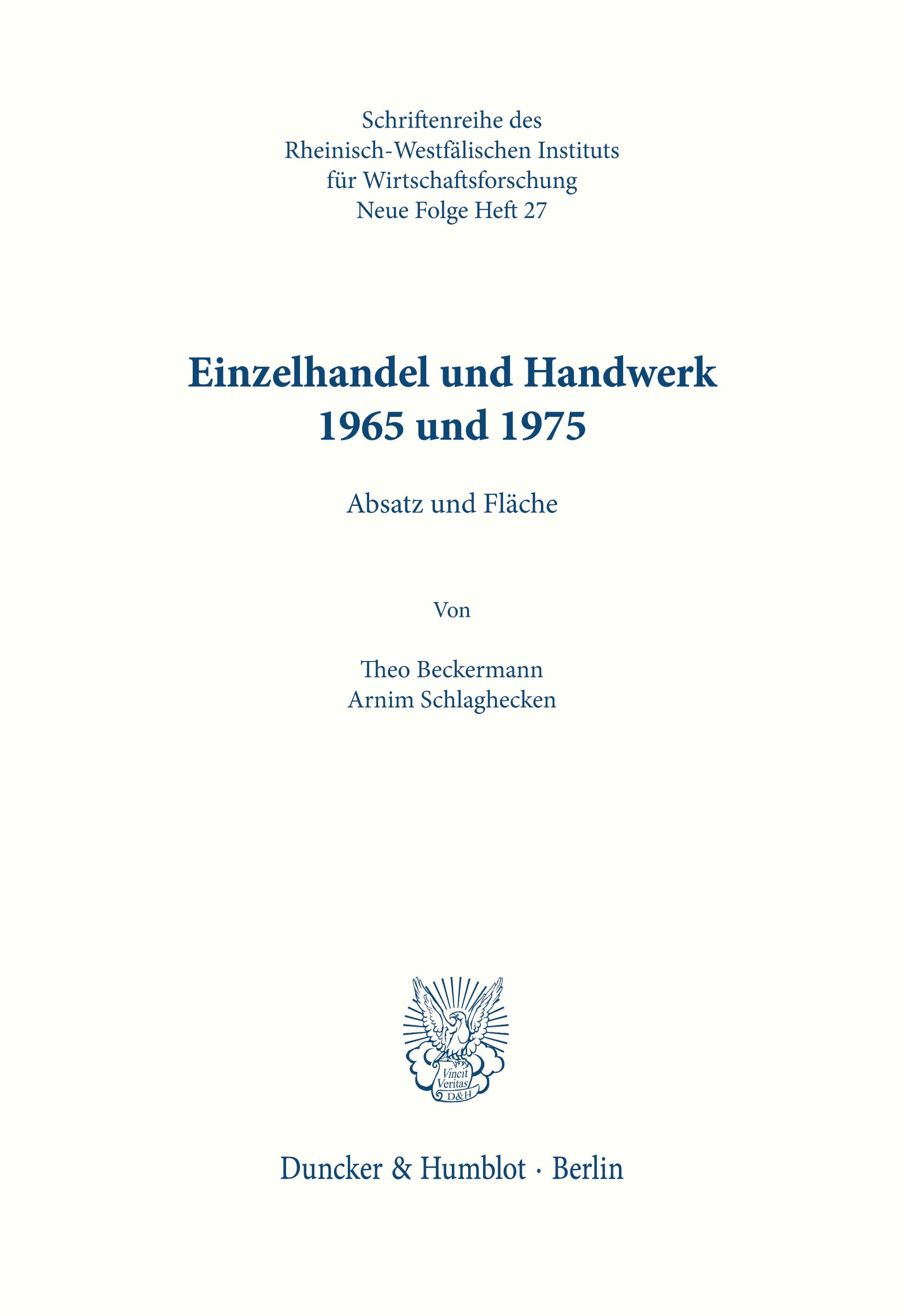 Einzelhandel und Handwerk 1965 und 1975.