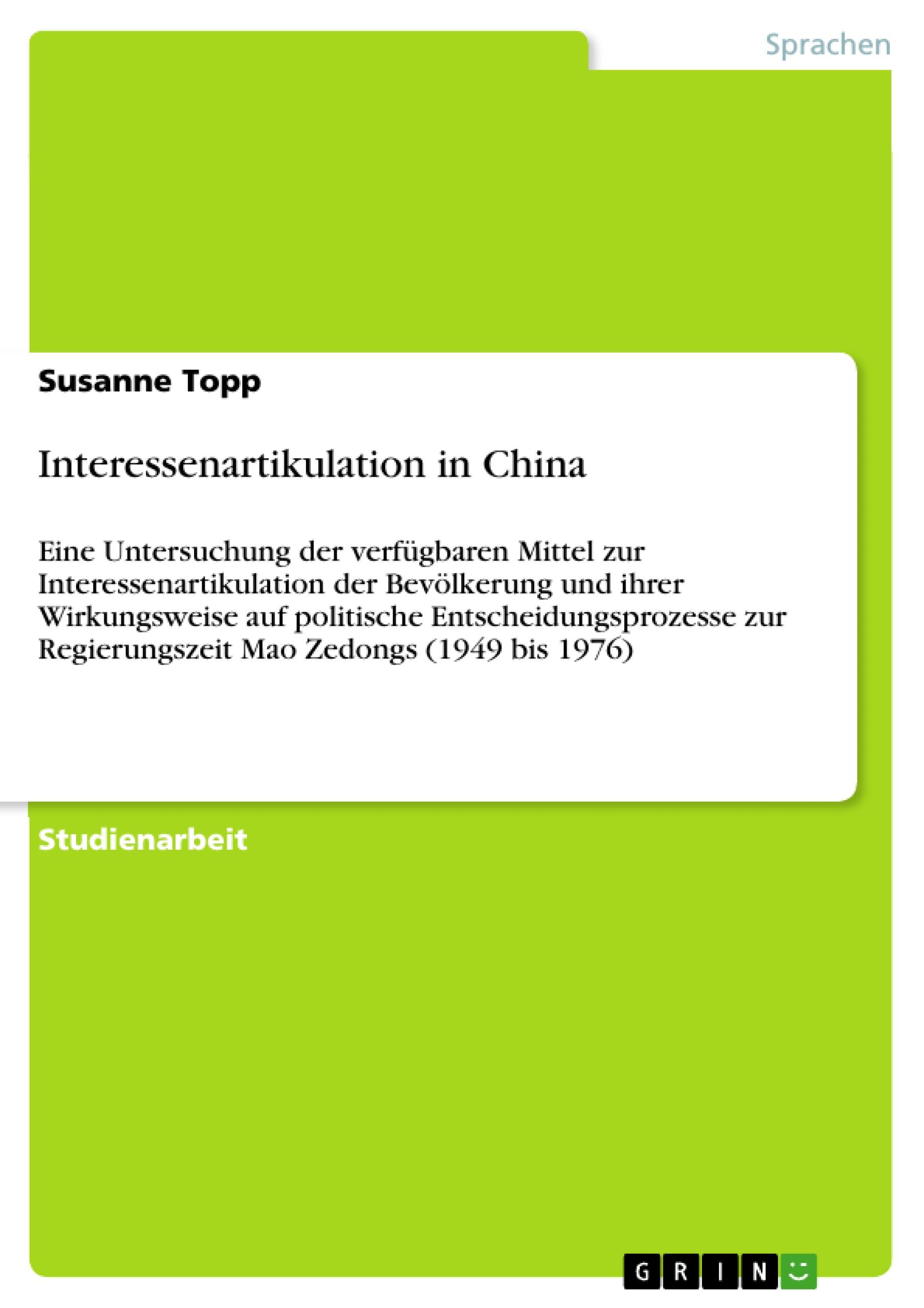 Interessenartikulation in China