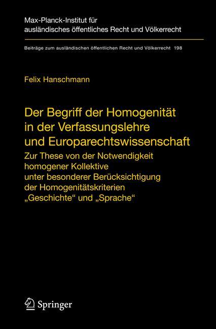 Der Begriff der Homogenität in der Verfassungslehre und Europarechtswissenschaft