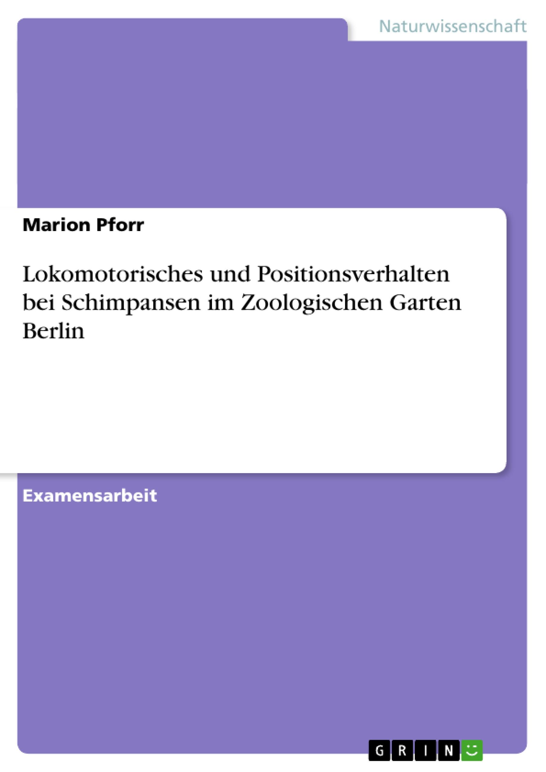 Lokomotorisches und Positionsverhalten bei Schimpansen im Zoologischen Garten Berlin