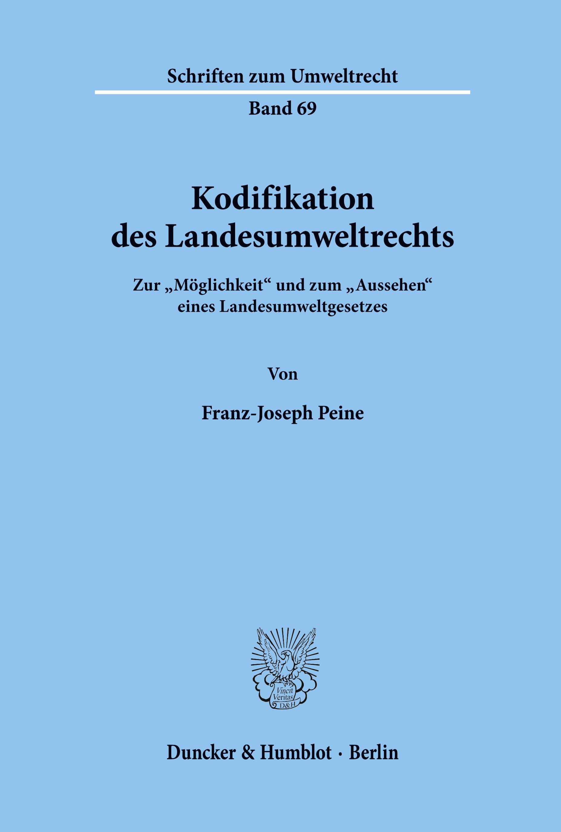 Kodifikation des Landesumweltrechts.