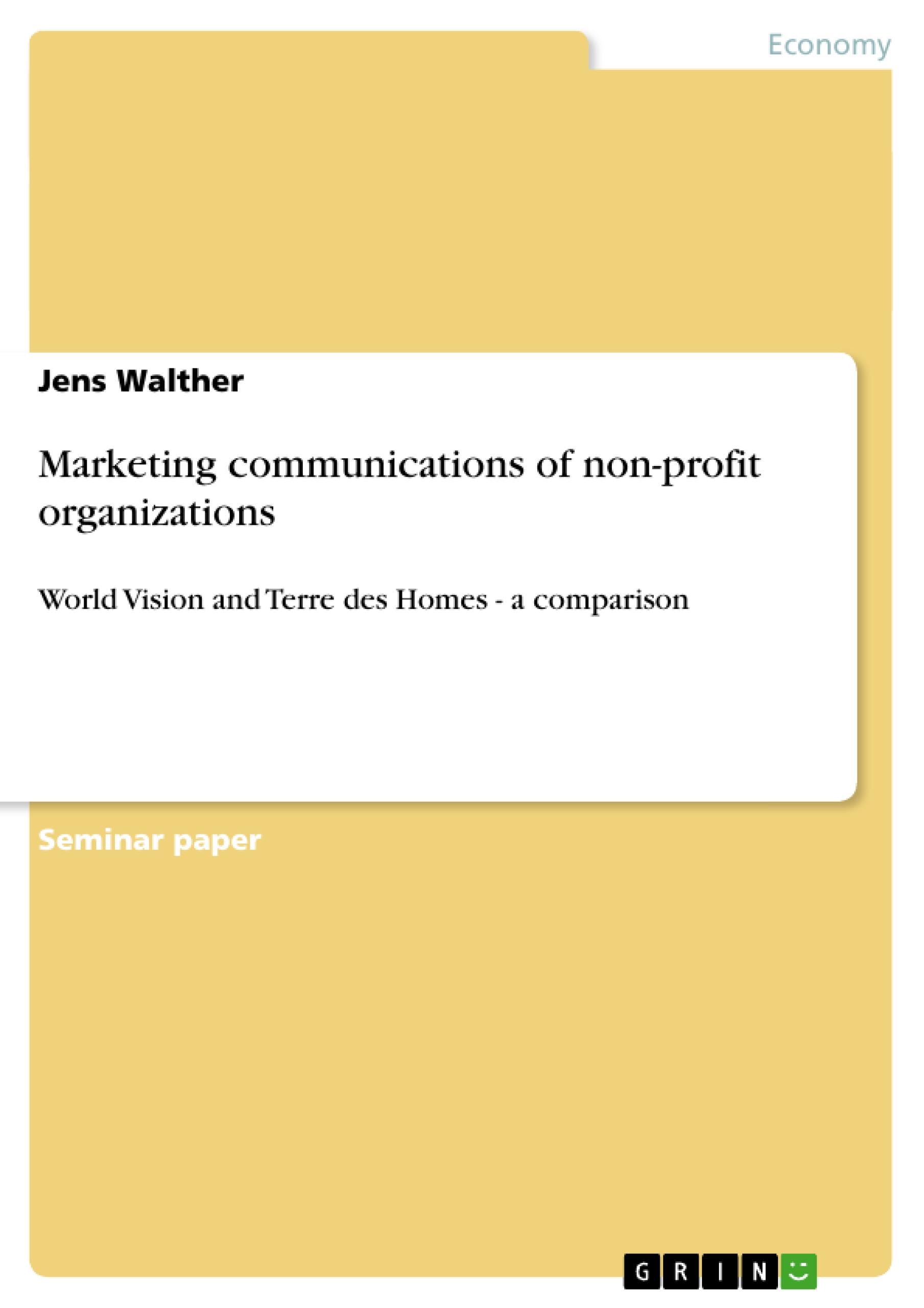 Marketing communications of non-profit organizations