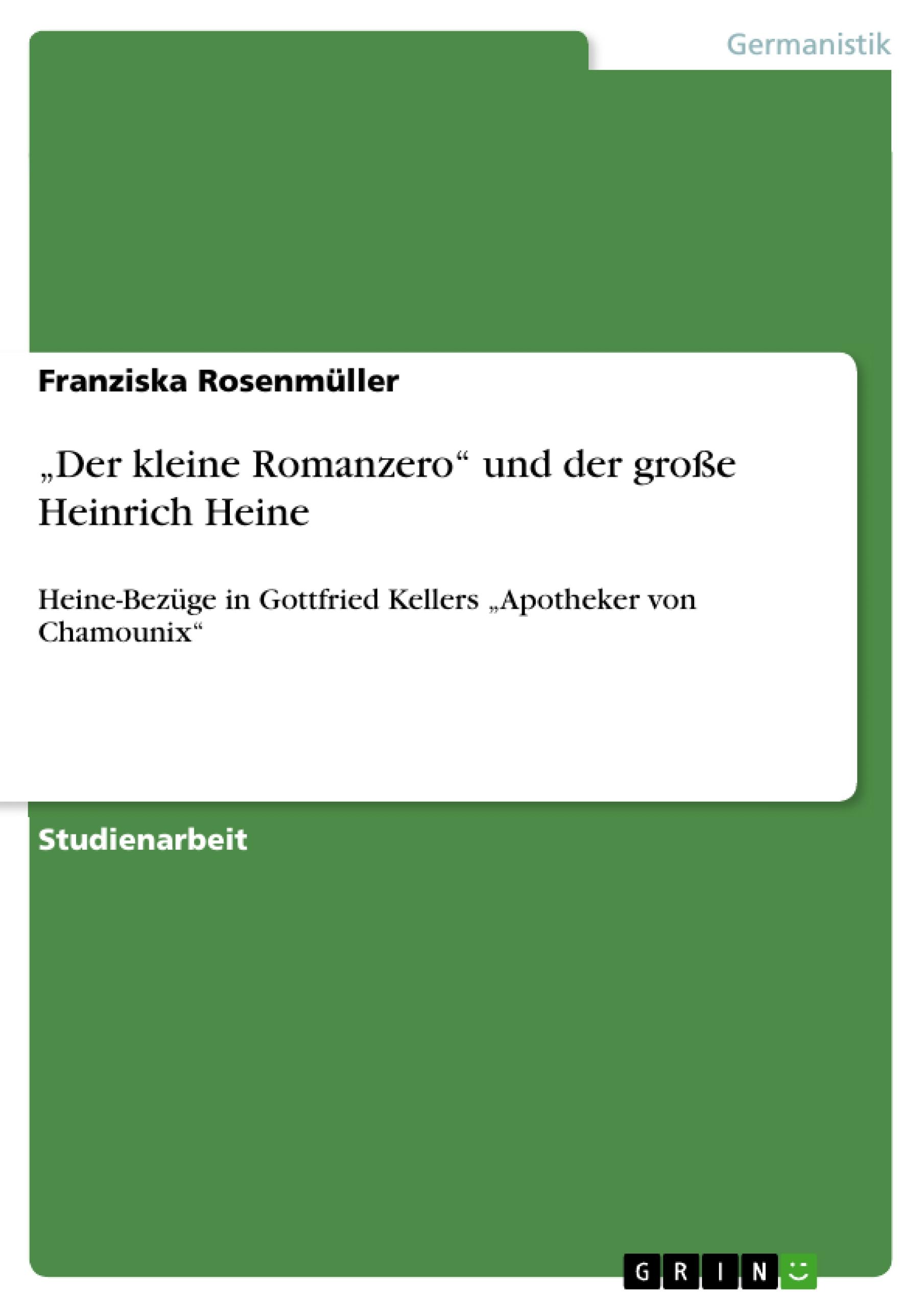 ¿Der kleine Romanzero¿ und der große Heinrich Heine