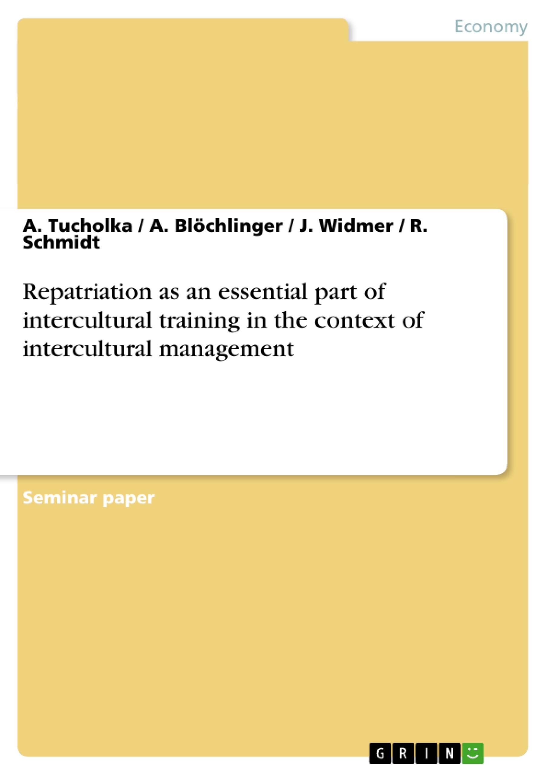 Repatriation as an essential part of  intercultural training in the context of intercultural management