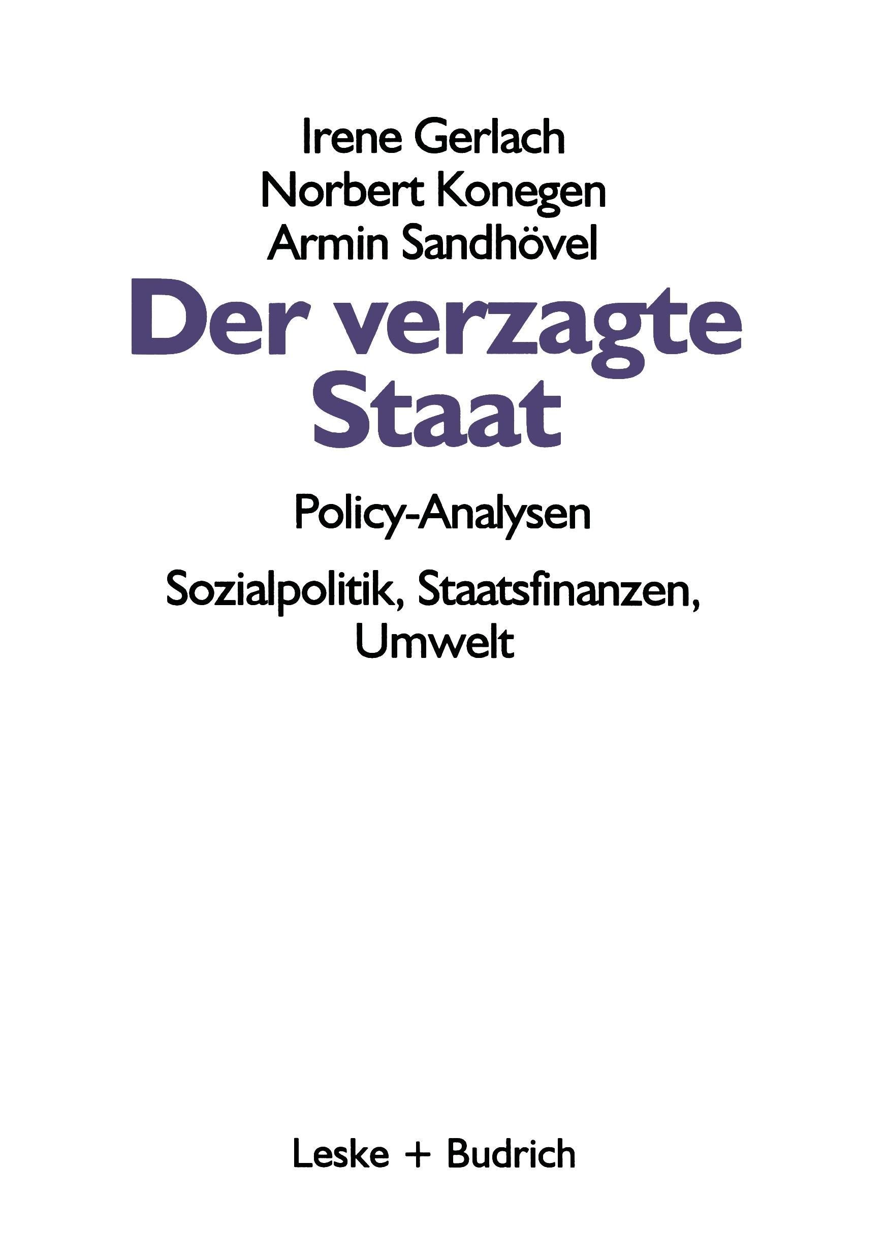 Der verzagte Staat ¿ Policy-Analysen