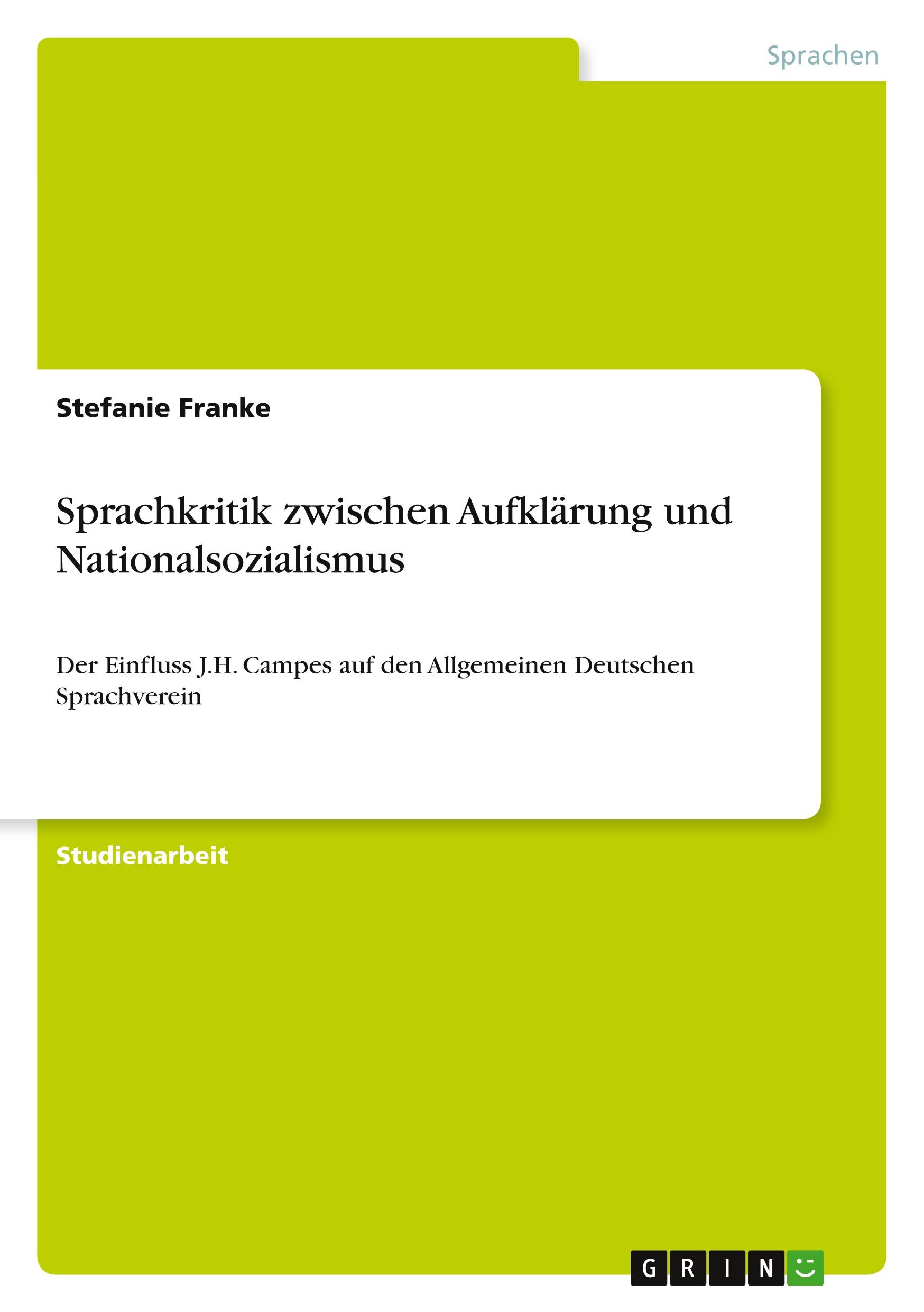 Sprachkritik zwischen Aufklärung und Nationalsozialismus