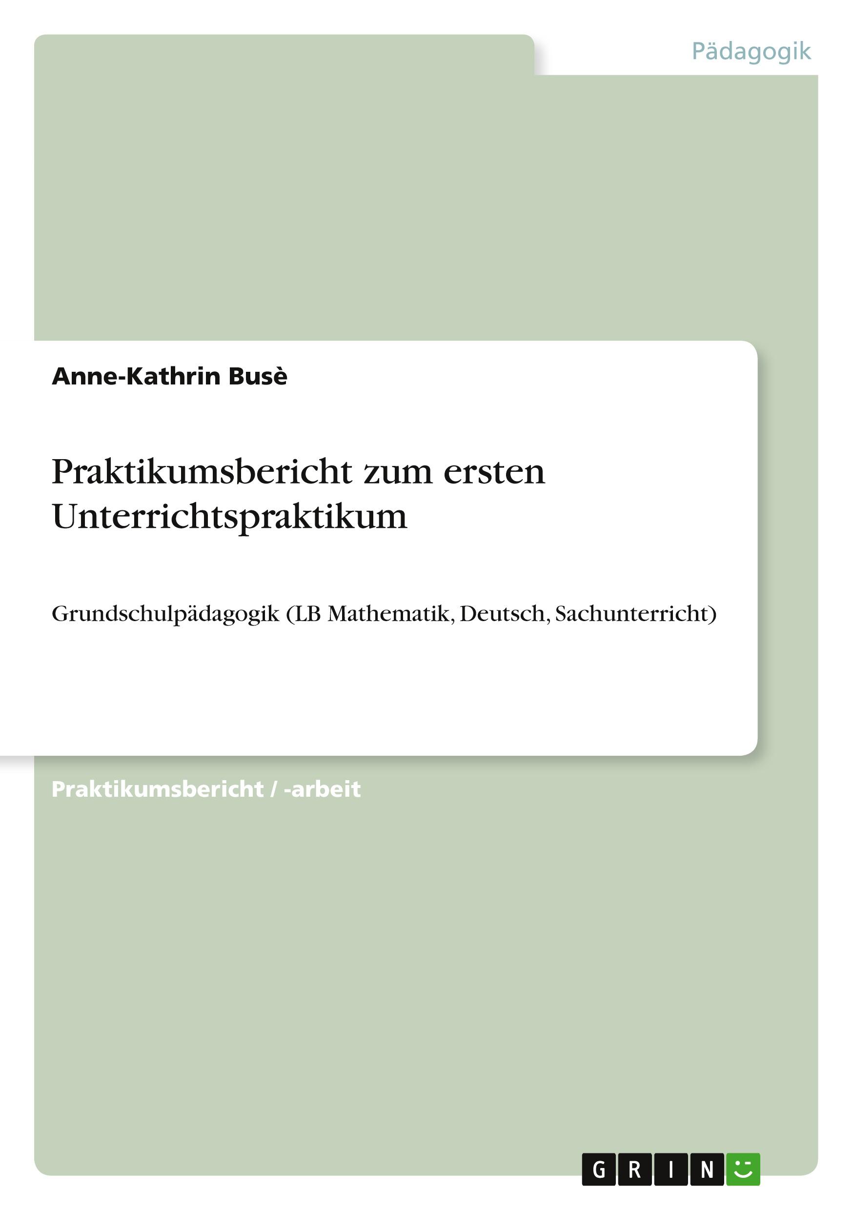 Praktikumsbericht zum ersten Unterrichtspraktikum