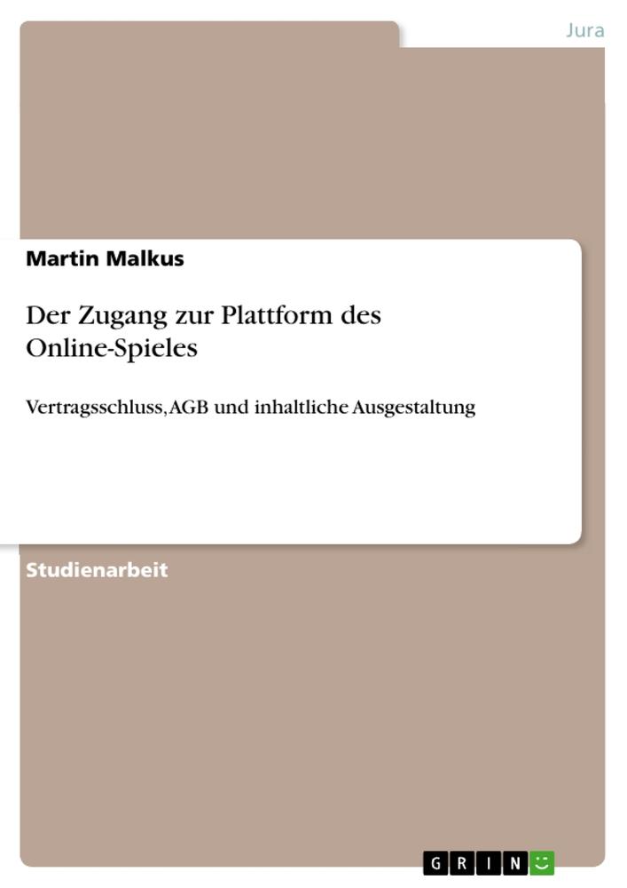 Der Zugang zur Plattform des Online-Spieles