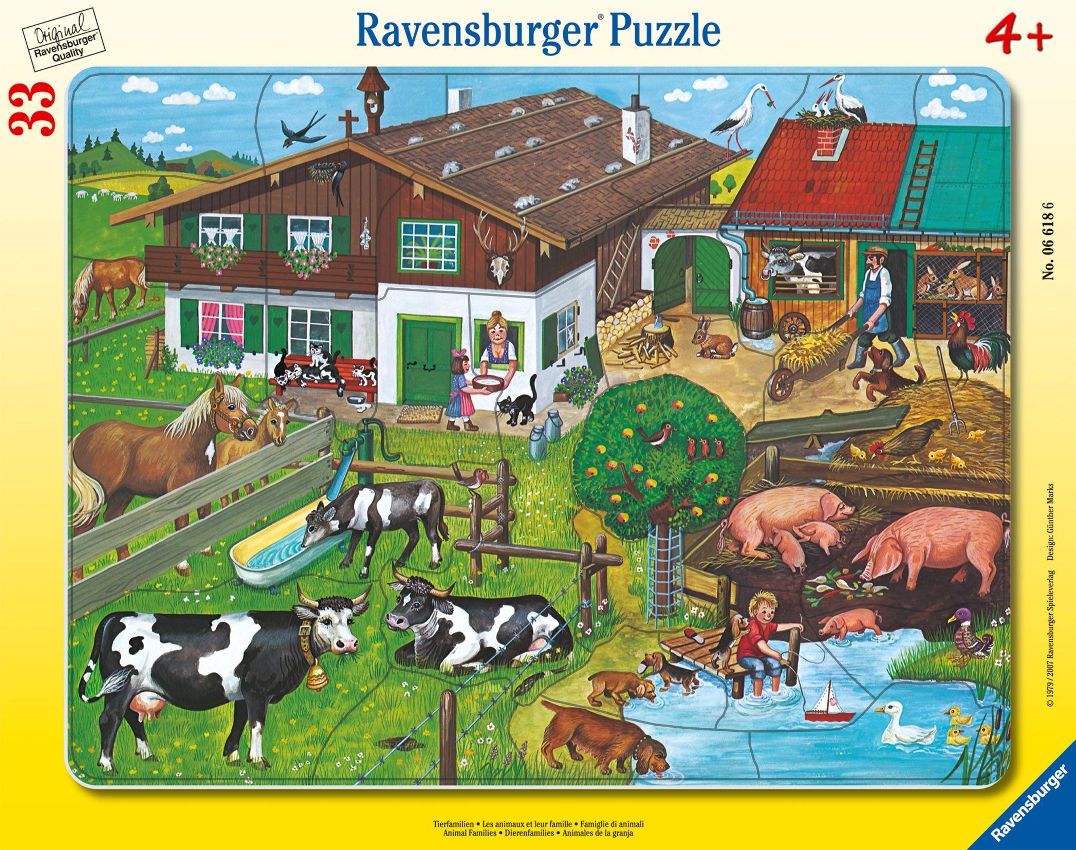 Tierfamilien. Puzzle mit 33 Teilen