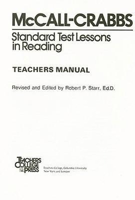 McCall-Crabbs Standard Test Lessons in Reading, Teachers Manual/Answer Key