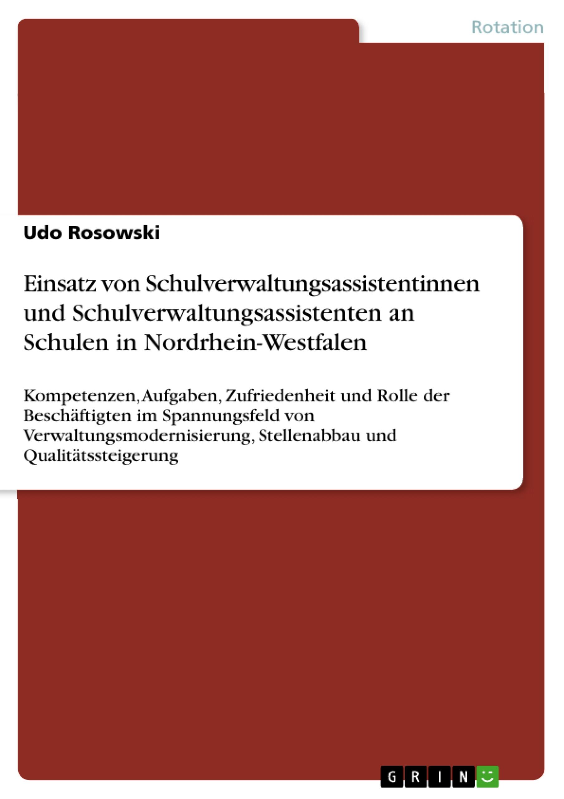 Einsatz von  Schulverwaltungsassistentinnen und Schulverwaltungsassistenten an Schulen in Nordrhein-Westfalen