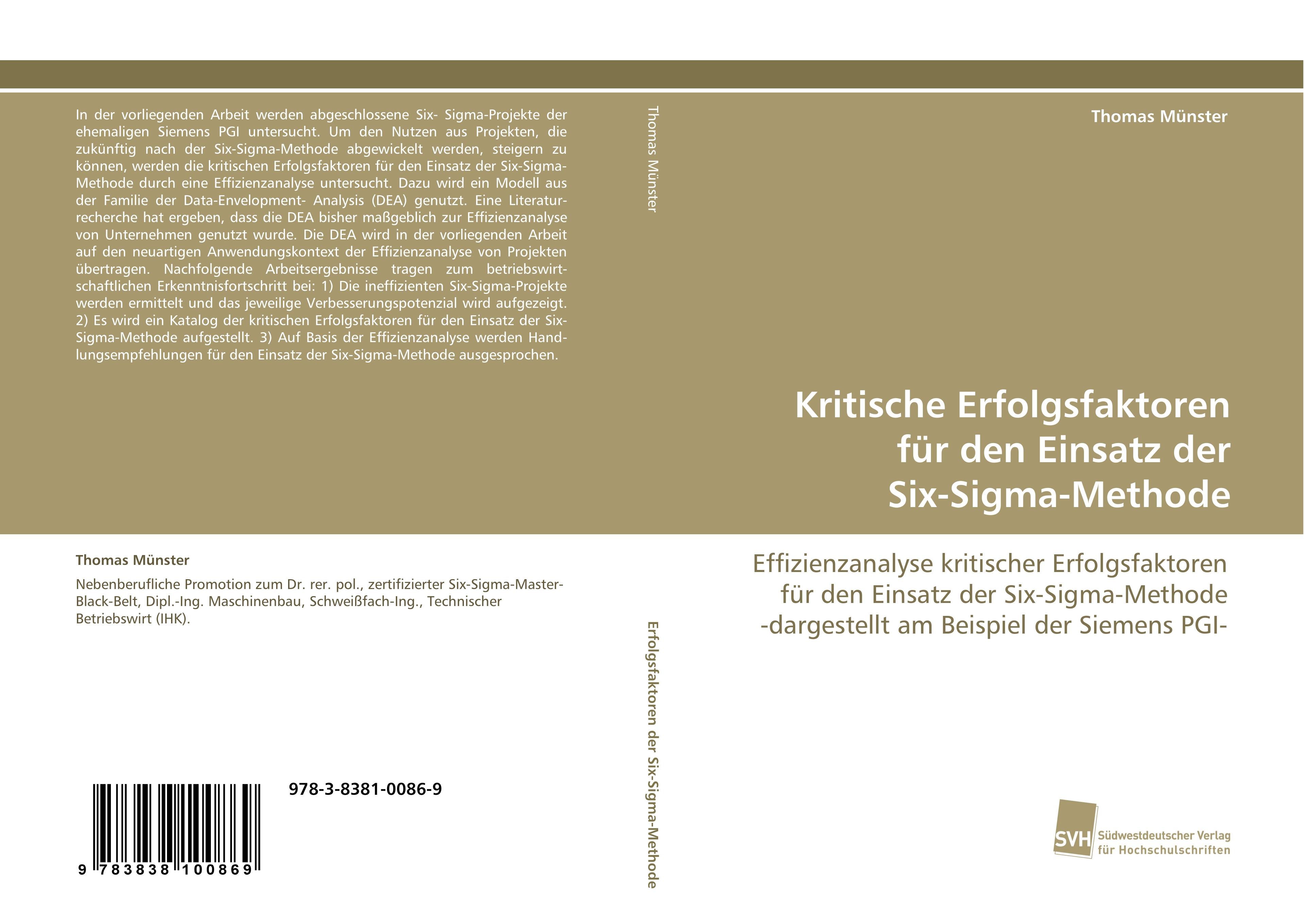 Kritische Erfolgsfaktoren für den Einsatz der Six-Sigma-Methode