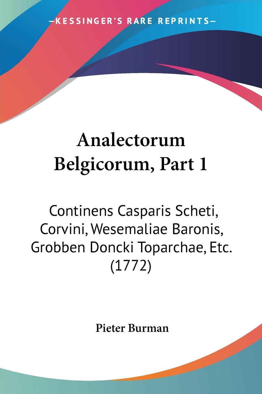 Analectorum Belgicorum, Part 1