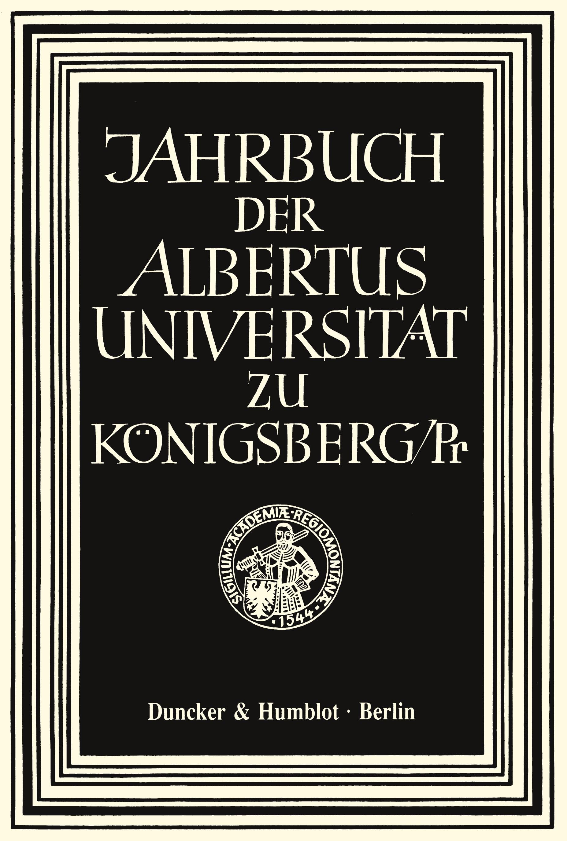 Jahrbuch der Albertus-Universität zu Königsberg/Pr.