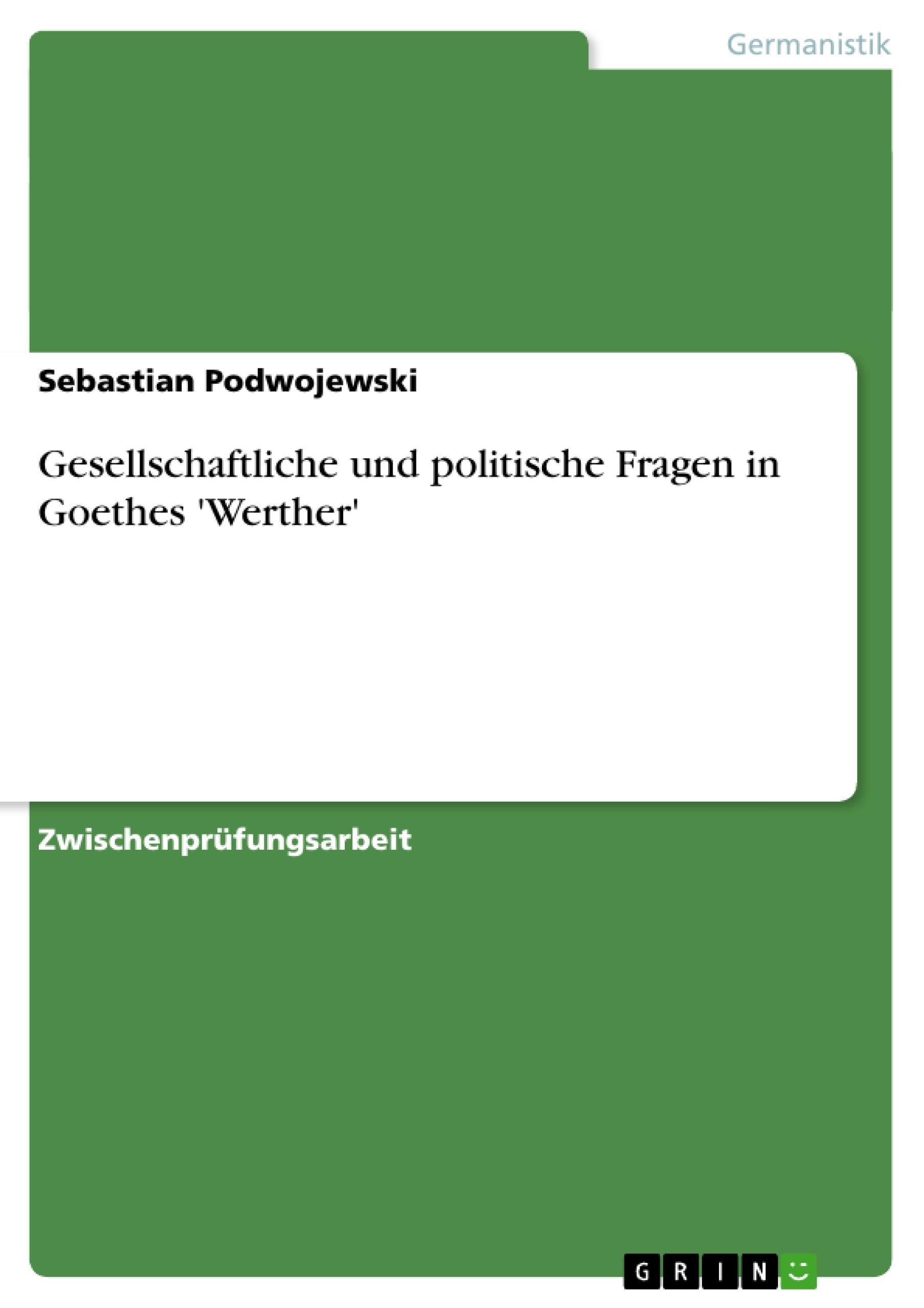 Gesellschaftliche und politische Fragen in Goethes 'Werther'