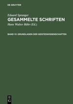 Grundlagen der Geisteswissenschaften