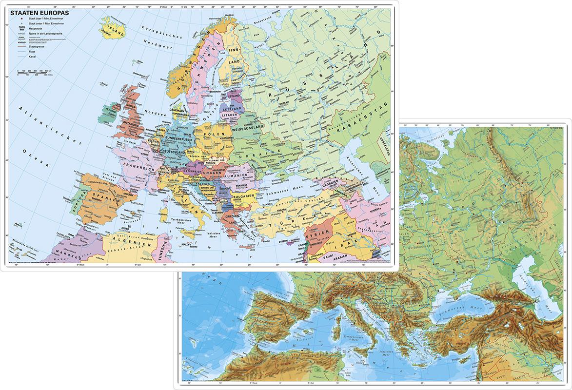 Europa physisch / politisch. DUO-Schreibunterlage