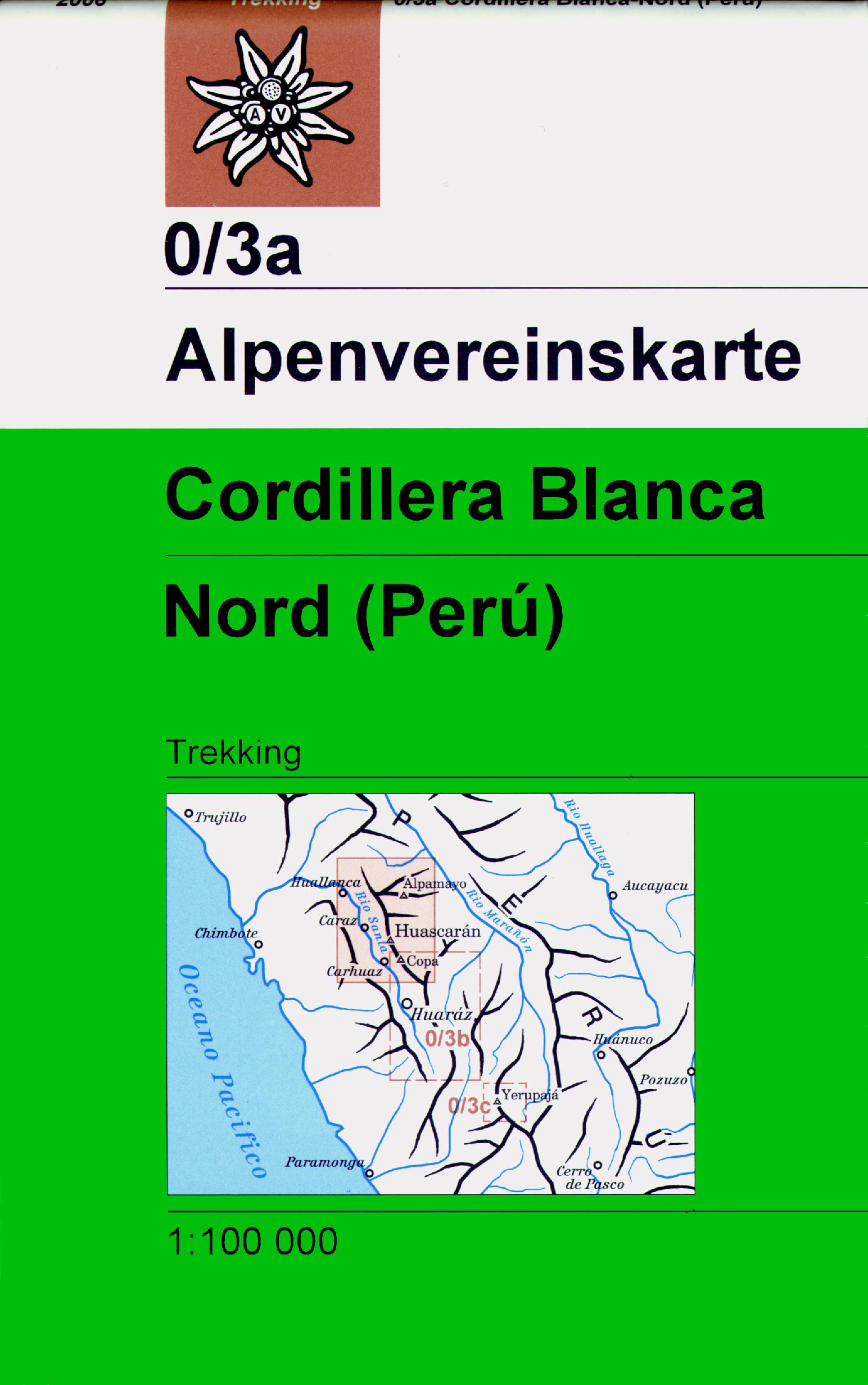 DAV Alpenvereinskarte 0/3A Cordillera Blanca Nordteil 1 : 100 000