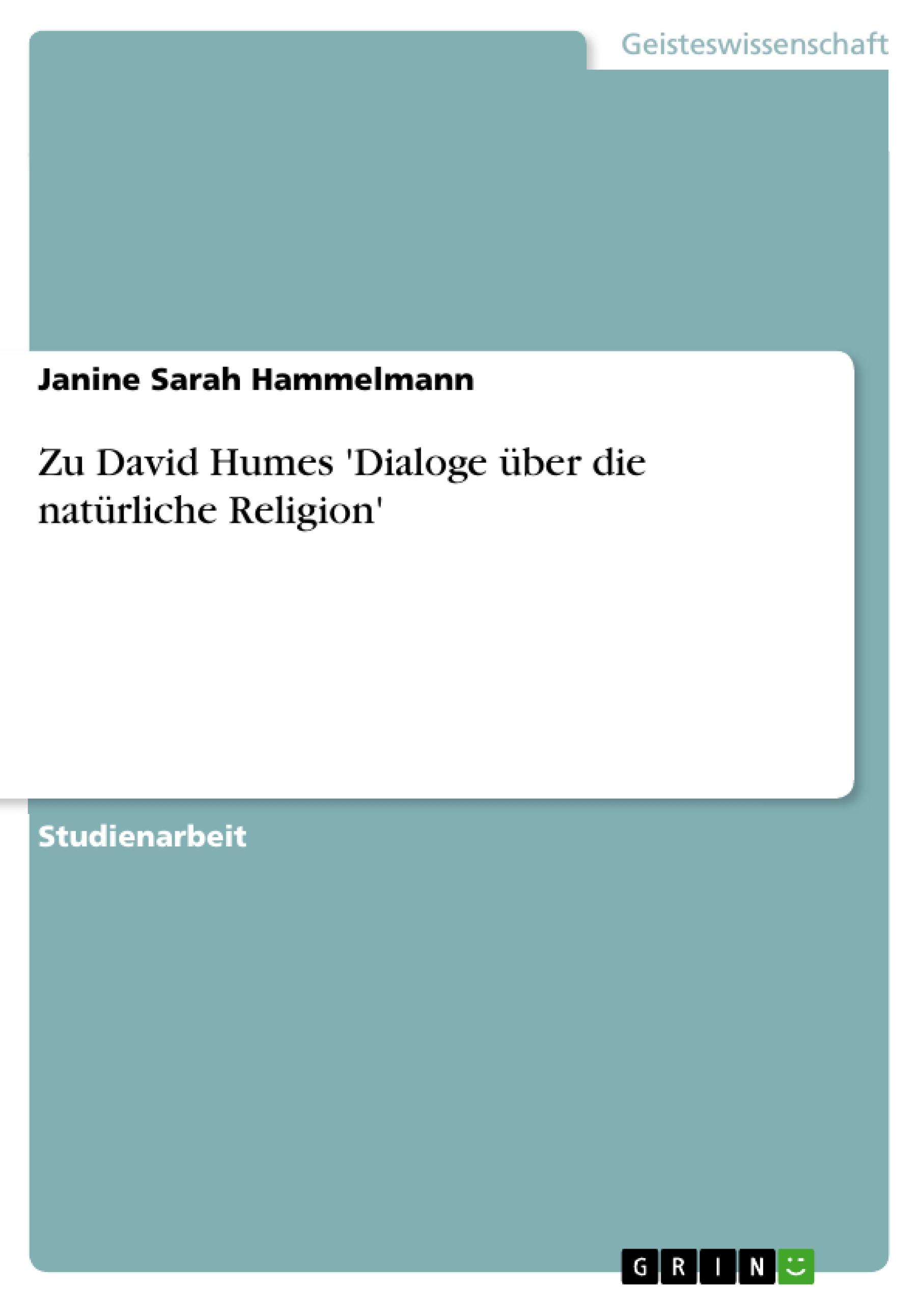 Zu David Humes 'Dialoge über die natürliche Religion'