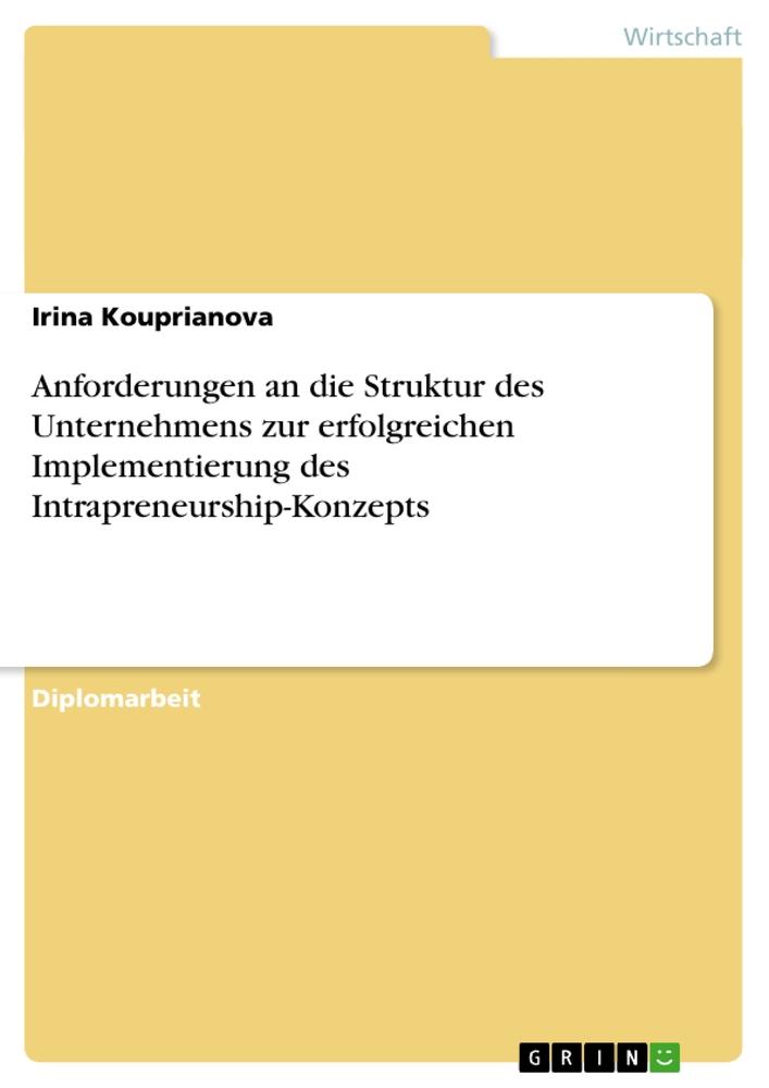 Anforderungen an die Struktur des Unternehmens zur erfolgreichen Implementierung des Intrapreneurship-Konzepts