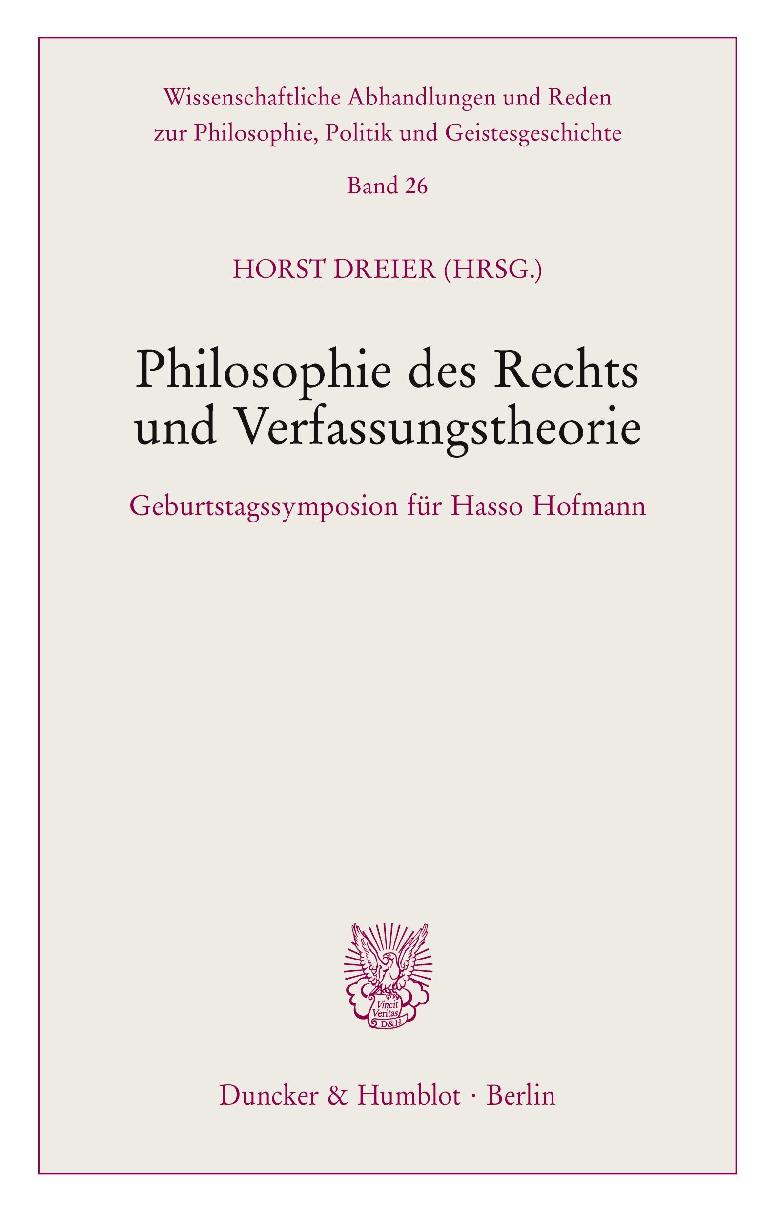 Philosophie des Rechts und Verfassungstheorie.