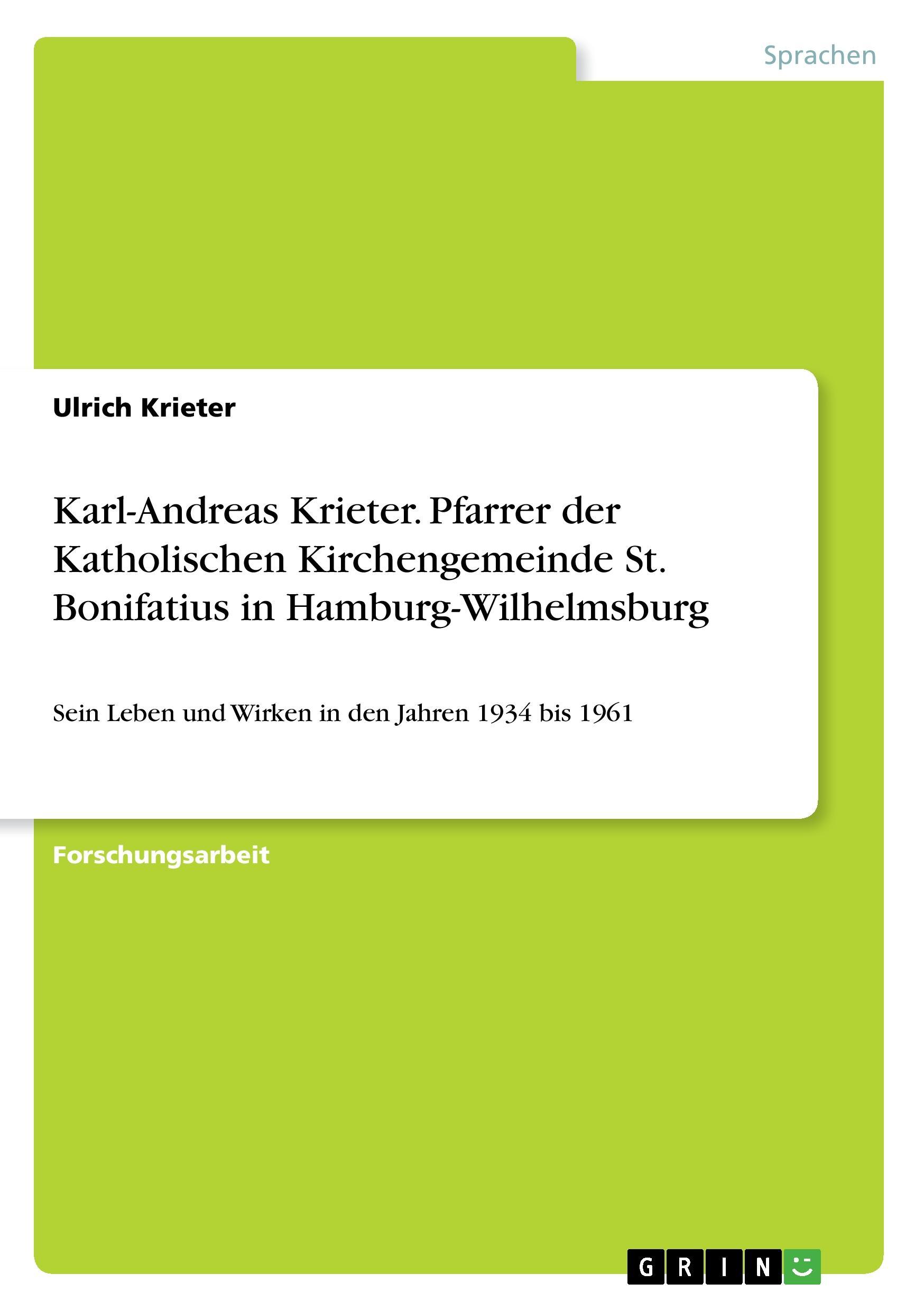 Karl-Andreas Krieter. Pfarrer der Katholischen Kirchengemeinde St. Bonifatius in Hamburg-Wilhelmsburg